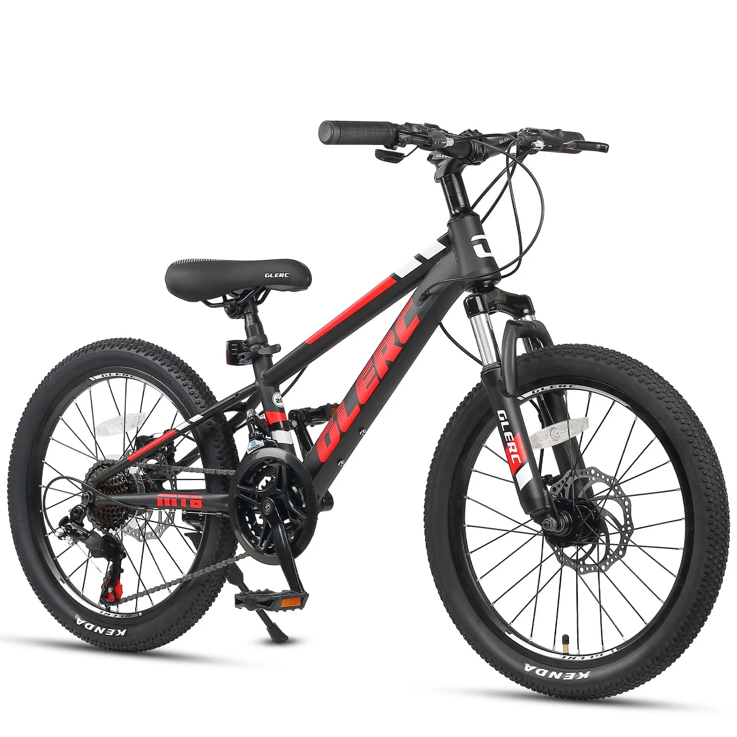 Glerc Skyline Kinder Mountainbike für Jungen Mädchen, 20 Zoll Fahrrad für 6 7 8 9 10 11 12 Jahre Jugendliche, 21 Gang Fahrrad mit Vorderradfederung & Scheibenbremsen & stabilem Rahmen, schwarz - Image 4
