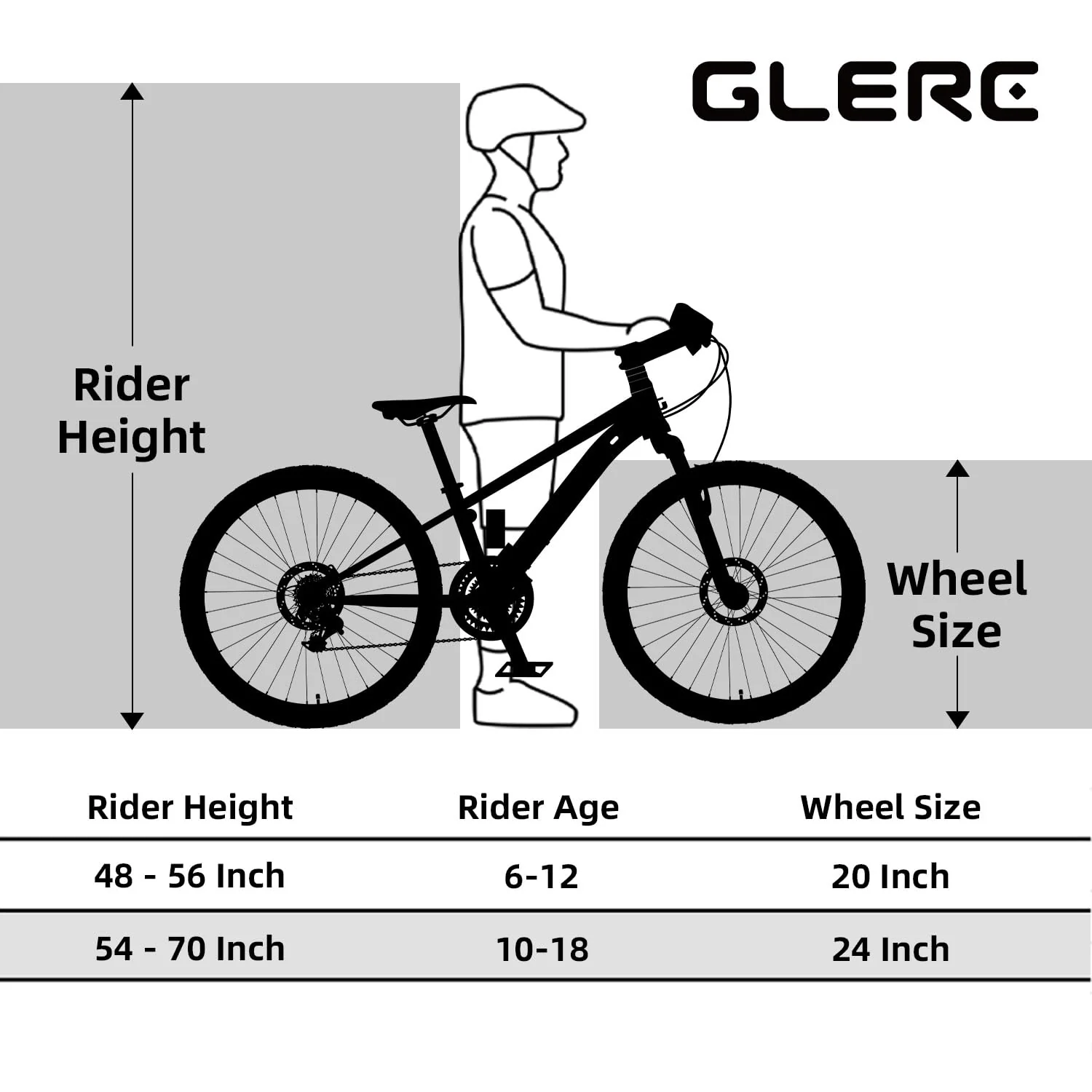 Glerc Skyline Kinder Mountainbike für Jungen Mädchen, 20 Zoll Fahrrad für 6 7 8 9 10 11 12 Jahre Jugendliche, 21 Gang Fahrrad mit Vorderradfederung & Scheibenbremsen & stabilem Rahmen, schwarz - Image 6