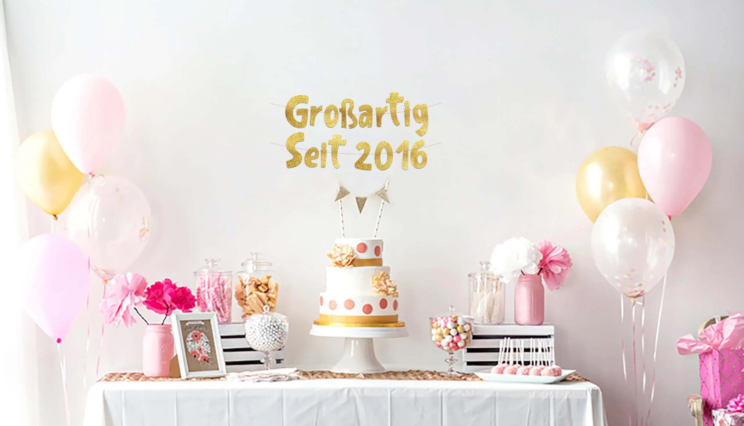 Glitzer-Banner mit Aufschrift "Großartig Seit 2016" Party-Dekorationen und Zubehör für 9. Geburtstag - Image 4
