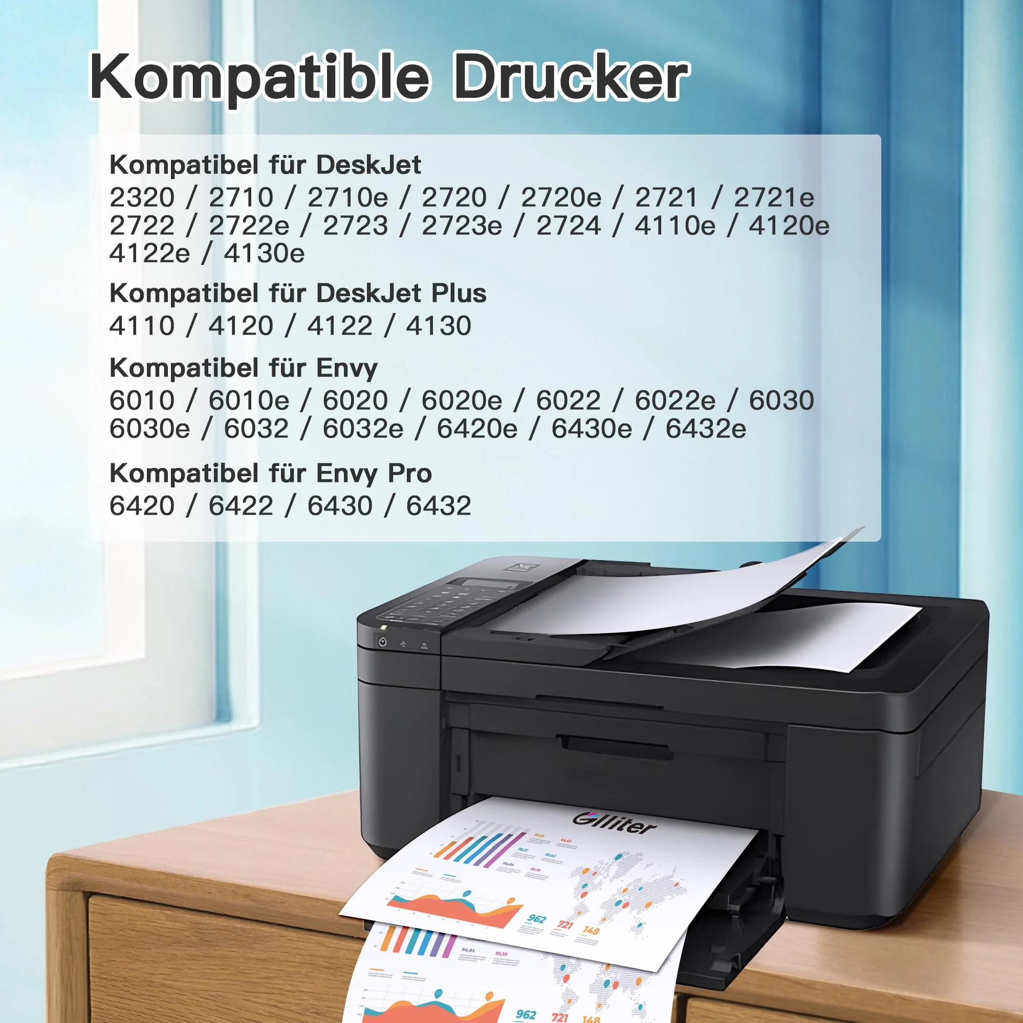 Glliter 305XL Druckerpatronen 305 für HP 305 XL kompatibel mit HP Deskjet 2820e 2800e 2700e 2710e 2720 2720e 4220e 4120e 4100 für HP Envy 6000 6020e 6032e 6420e 6432e Patronen (Schwarz, Farbe) - Image 5