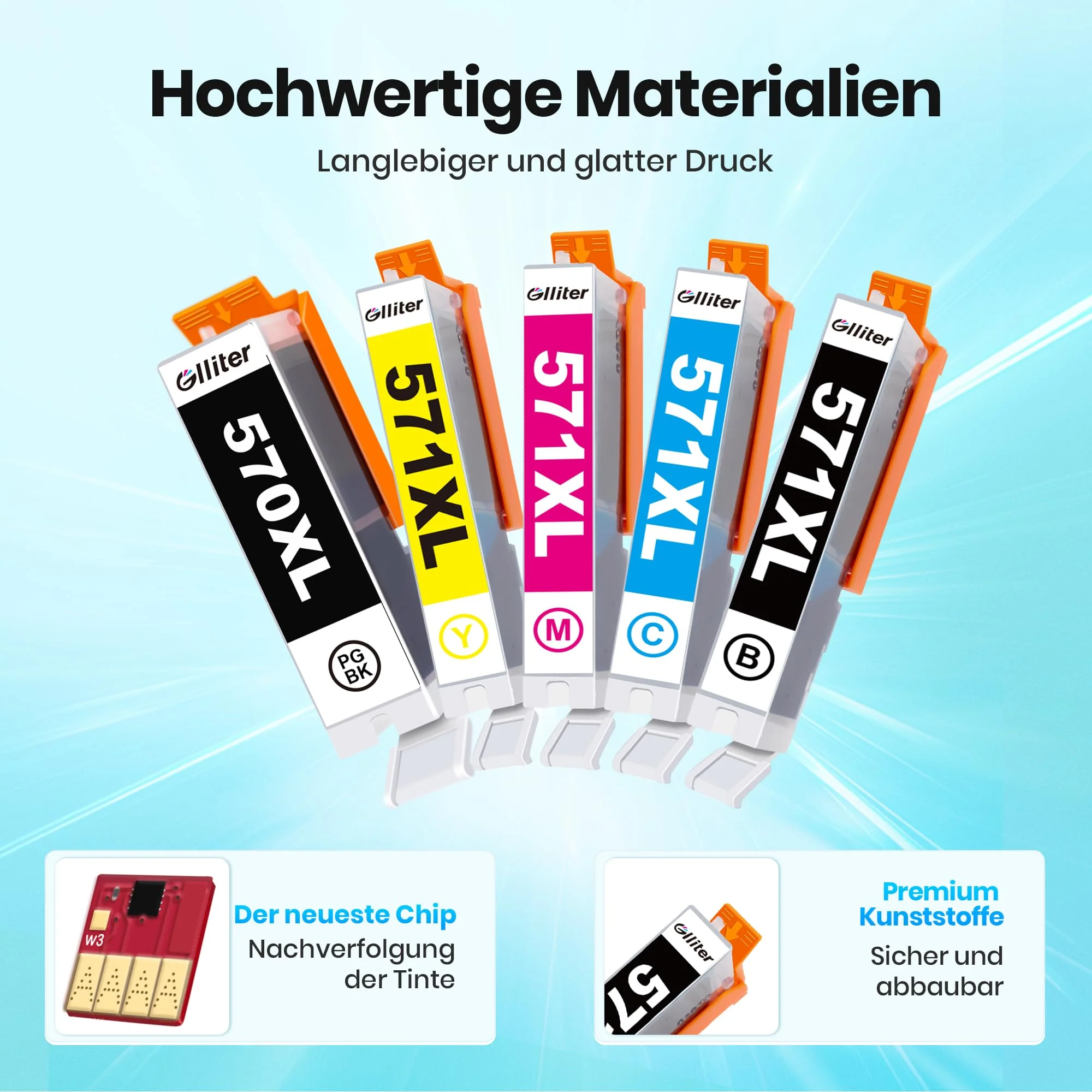 Glliter 570XL 571XL Patronen für Canon TS5050 Druckerpatronen für Canon TS 5050 Kompatibel mit Canon PIXMA TS5050 MG5750 TS5055 TS5000 TS5053 TS6050 für Canon Druckerpatronen 570 571 (20er-Pack) - Image 6