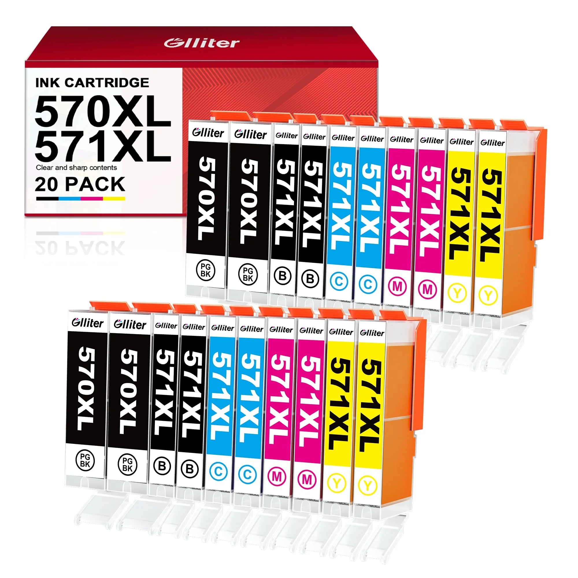 Glliter 570XL 571XL Patronen für Canon TS5050 Druckerpatronen für Canon TS 5050 Kompatibel mit Canon PIXMA TS5050 MG5750 TS5055 TS5000 TS5053 TS6050 für Canon Druckerpatronen 570 571 (20er-Pack) - Image 7