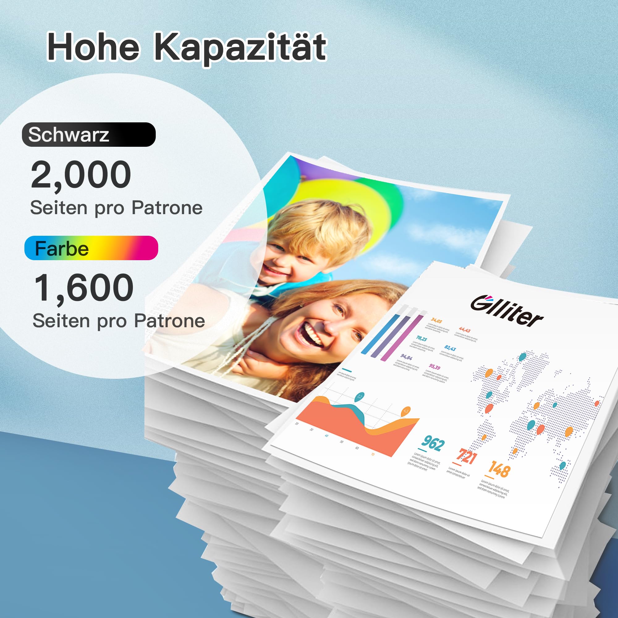 Glliter 953XL Druckerpatronen für HP 953 XL 953XL Multipack Kompatibel für HP Officejet Pro 7720 8710 8715 8720 8730 7740 7720 8210 8716 8719 7730 8218 8718 8725 8728 8740 Drucker (‎‎‎‎‎‎‎4er-Pack) - Image 2