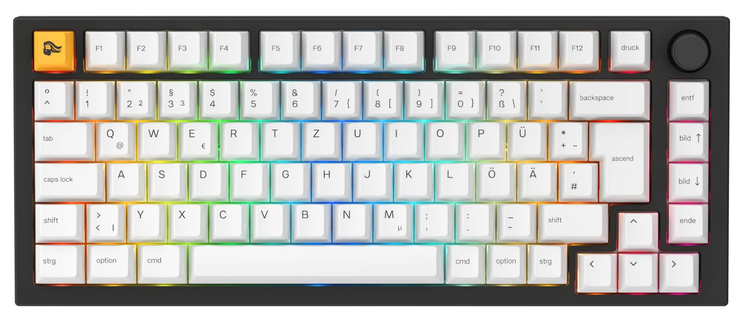 Glorious Gaming GMMK PRO 75% – Modulares mechanisches Gaming-Keyboard, TKL, Grundgerüst 1,5 kg, voll anpassbar, Spiralkabel, Handgelenkablage, PBT-Tastenkappen, Deutsch QWERTZ Layout - Schwarz - Image 7