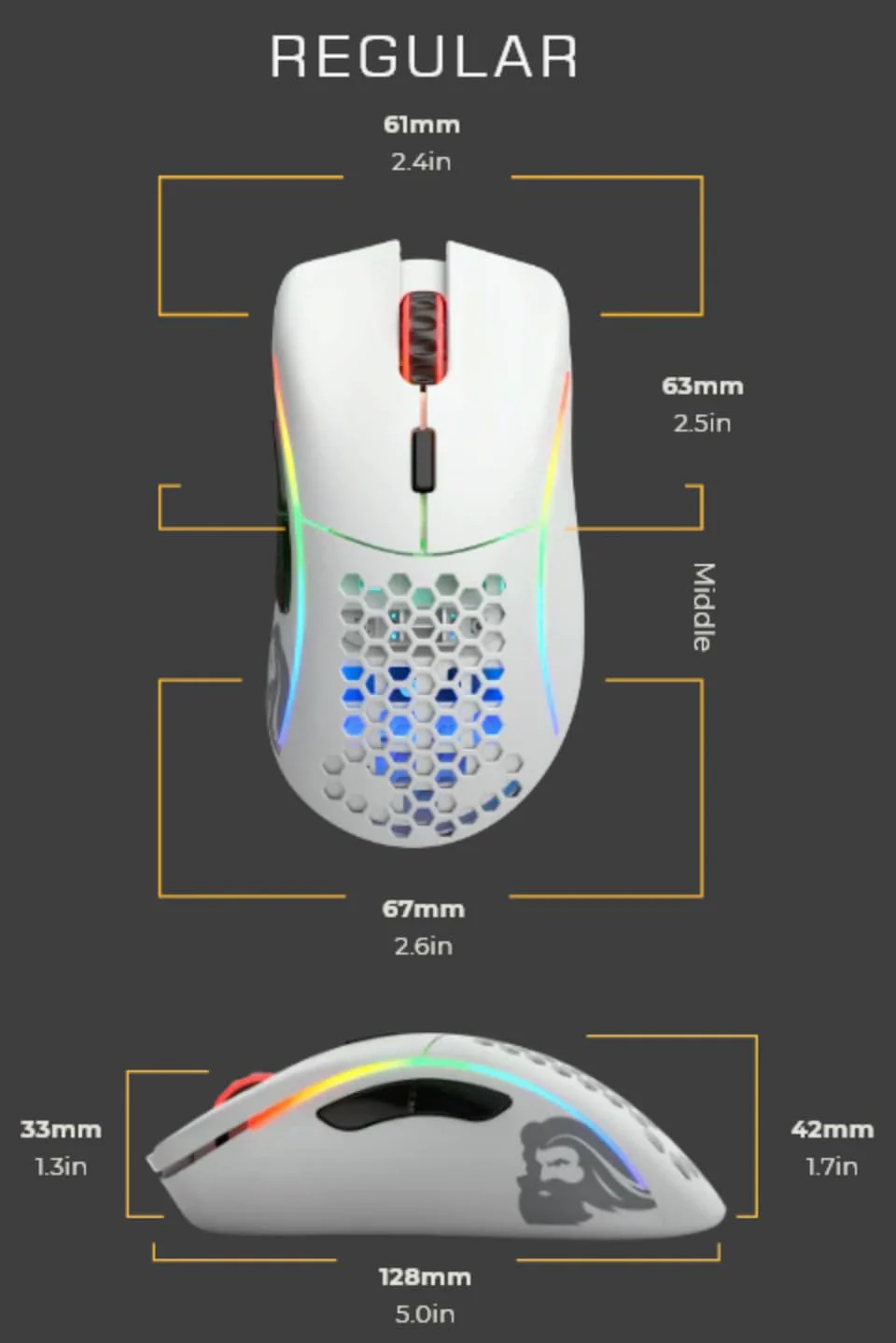 Glorious Gaming Model D Wireless Gaming Mouse – Superleichte 69 g, verzögerungsfreier 2,4-GHz-Funk, bis zu 71 Stunden Akku, RGB-Beleuchtung, BAMF-Sensor, ergonomisch, 6 Tasten – Mattweiß - Image 2
