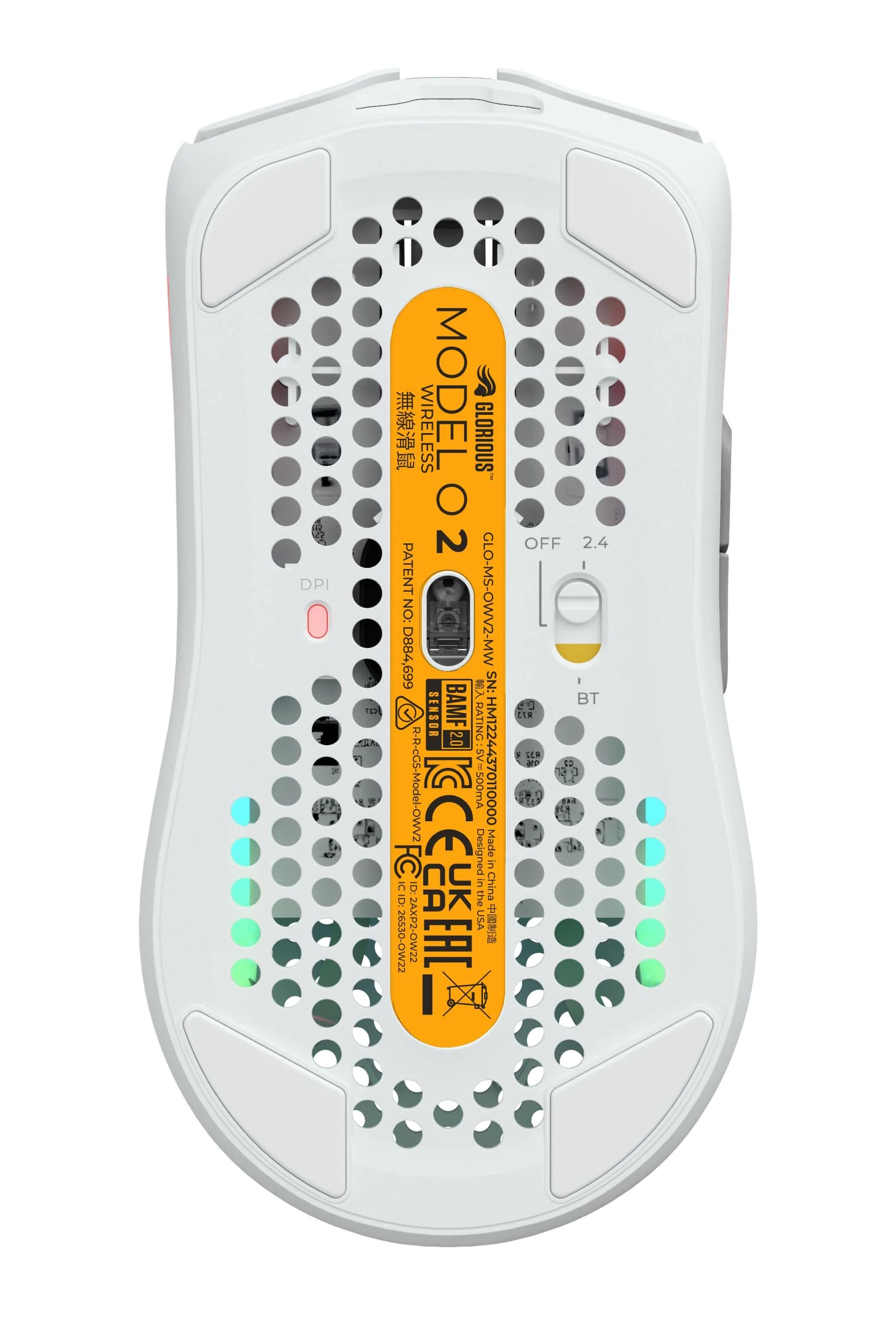 Glorious Gaming Model O 2 Wireless Gaming Mouse – 2,4 GHz & Bluetooth hybrid, superleichte 68 g, lange Akkulaufzeit, 26 k BAMF 2.0 Sensor, RGB-Beleuchtung, beidhändig, 6 Tasten, PTFE-Füße – Weiß - Image 12