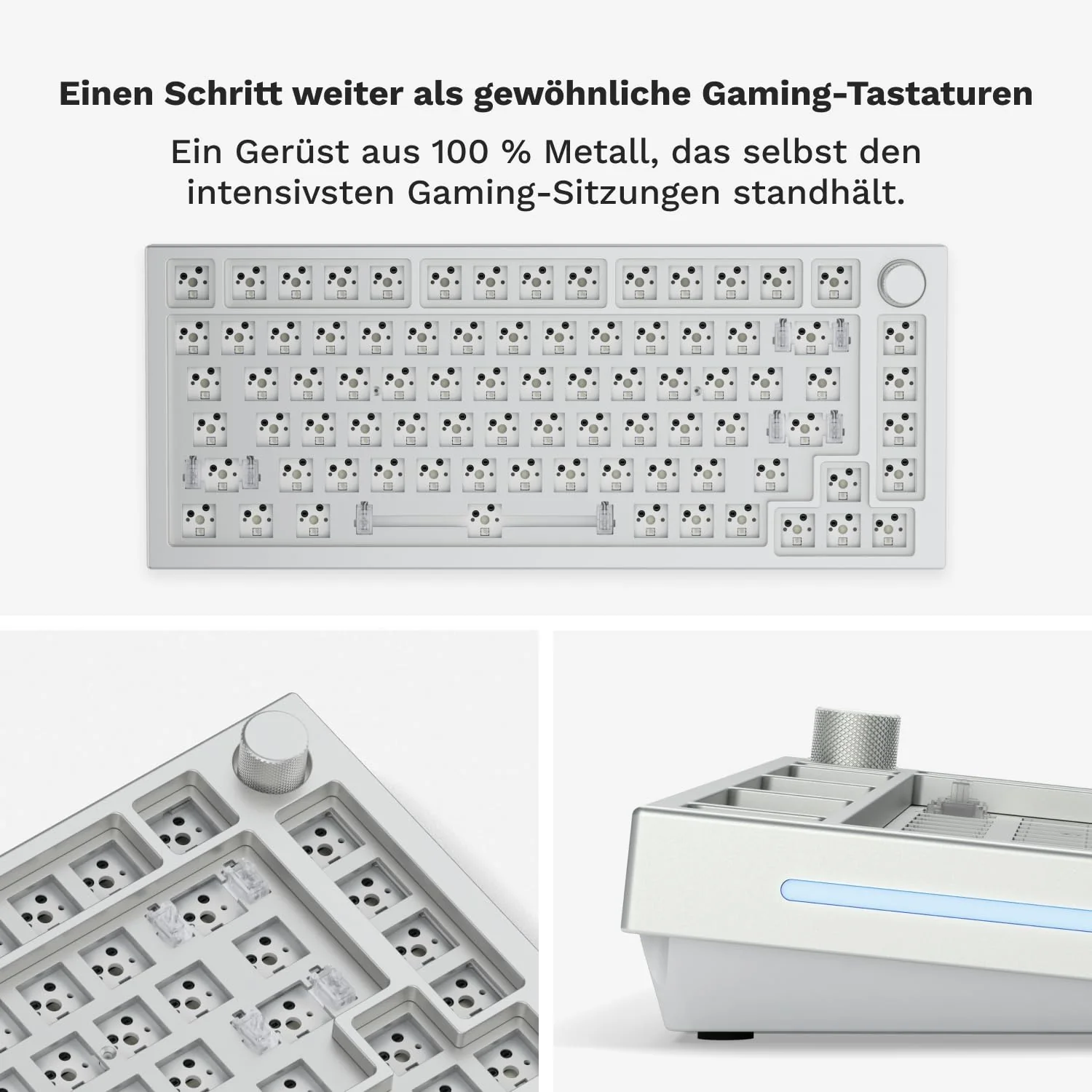 Glorious Pc Gaming Race GMMK Pro - 75% TKL Modular Gaming Keyboard Mechanical mit RGB Beleuchtung - Vollständige Anpassung auf Dichtungen montiert - Barebones (ISO-Layout, Weiß) - Image 16