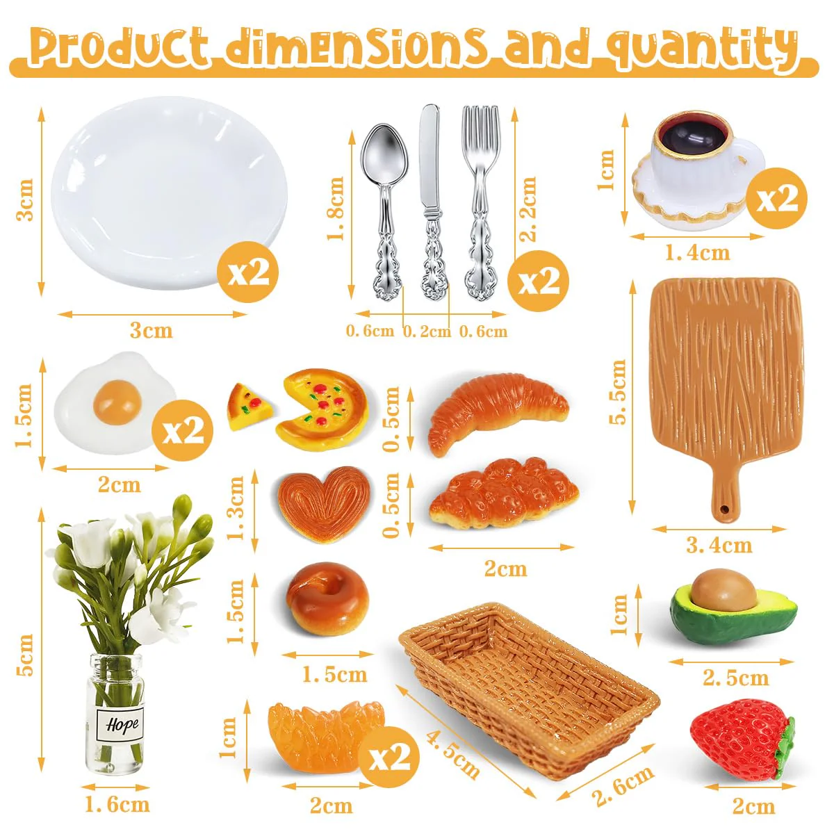 GluckGeschenk Wichtel Zubehör Set Miniatur Weihnachten, 25 Stück Puppenhaus Frühstück Essen Geschirr Set, 1/12 Mini Besteck Wichtel Küche Wichtelzubehör Wichtelset, Weihnachten Deko - Image 9