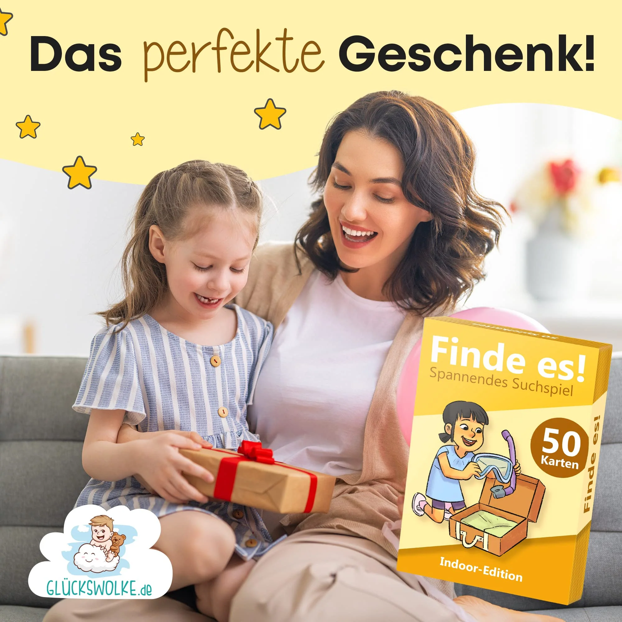 GLÜCKSWOLKE – Finde es I Dein Zuhause neu entdecken I Indoor Schatzsuche für Mädchen & Junge ab 5, 6, 7, 8 Jahre I Spiele für Kinder - Lernspiel Spielzeug I Kinderspiele für Schlecht-Wetter-Tage - Image 2