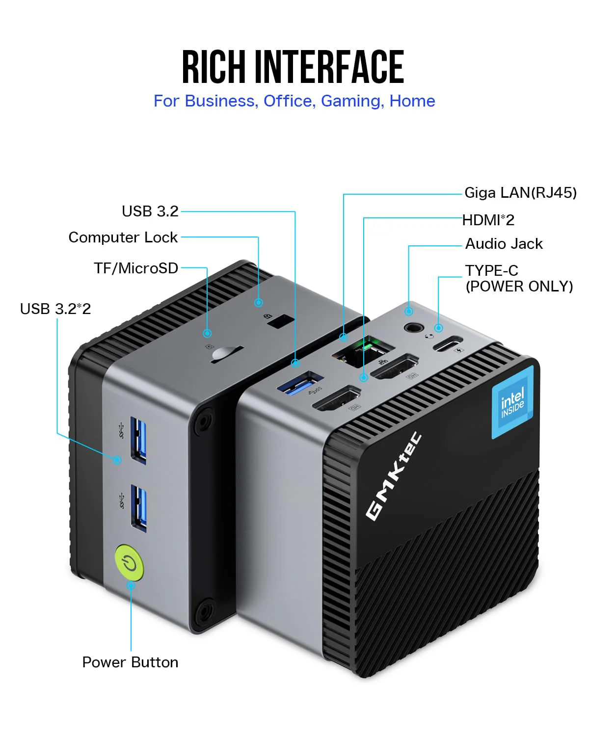 GMKtec Mini PC N97 11 Pro Micro Desktop Computer, 12. Gen Intel N97 (bis zu 3.60GHz) 12GB DDR5+512GB SSD,USB3.2, HDMI*2 für Business, Schule, Büro, Nucbox G5 12+512 - Image 5