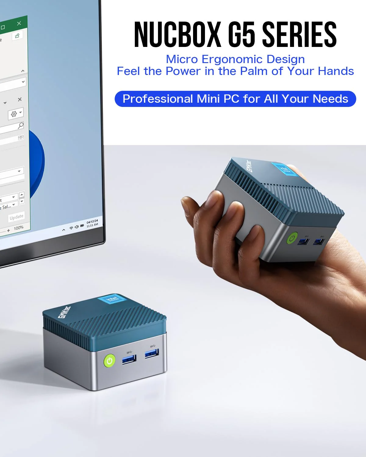 GMKtec Mini-PC N97, G5 Micro-Desktop-Computer, Intel Alder Lake N97 der 12. Generation (bis zu 3,60 GHz), 12 GB DDR5, 256 GB großes Laufwerk für Unternehmen, Schule - Image 4
