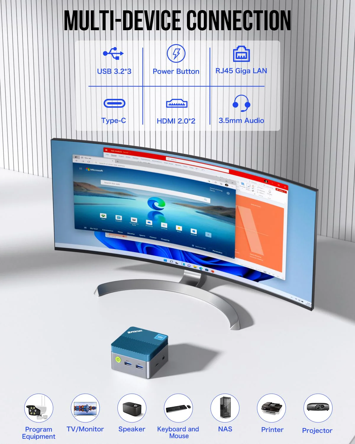 GMKtec Mini-PC N97, G5 Micro-Desktop-Computer, Intel Alder Lake N97 der 12. Generation (bis zu 3,60 GHz), 12 GB DDR5, 256 GB großes Laufwerk für Unternehmen, Schule - Image 5