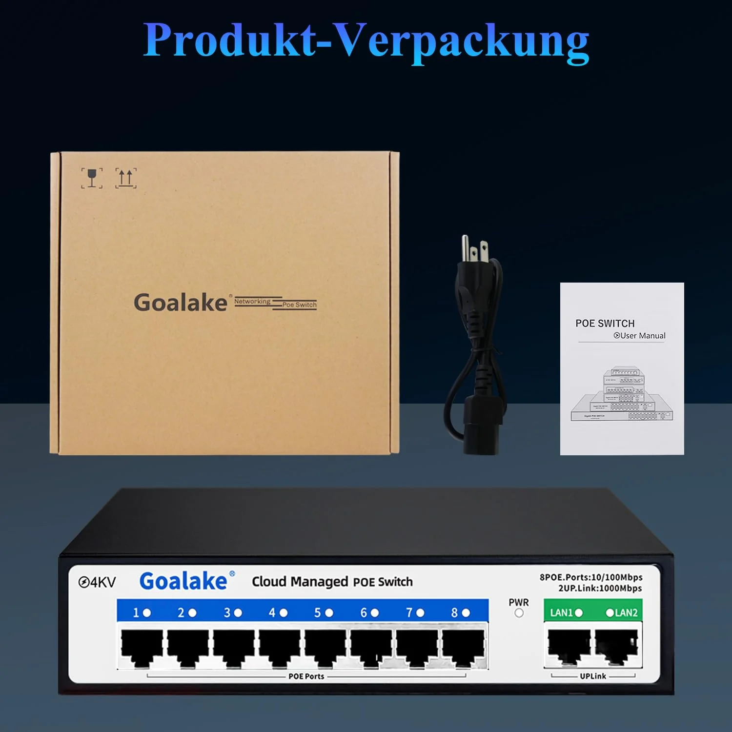 Goalake 8 Port Poe Switch, Cloud Managed Ethernet Switch, 10 Ports PoE+ Switch @120W, 802.3af/at, APP Easy Smart Managed, Cloud Detection, Vlan, Cloud Restart, Cloud Ultraremote to 250M, 802.3af/at - Image 6