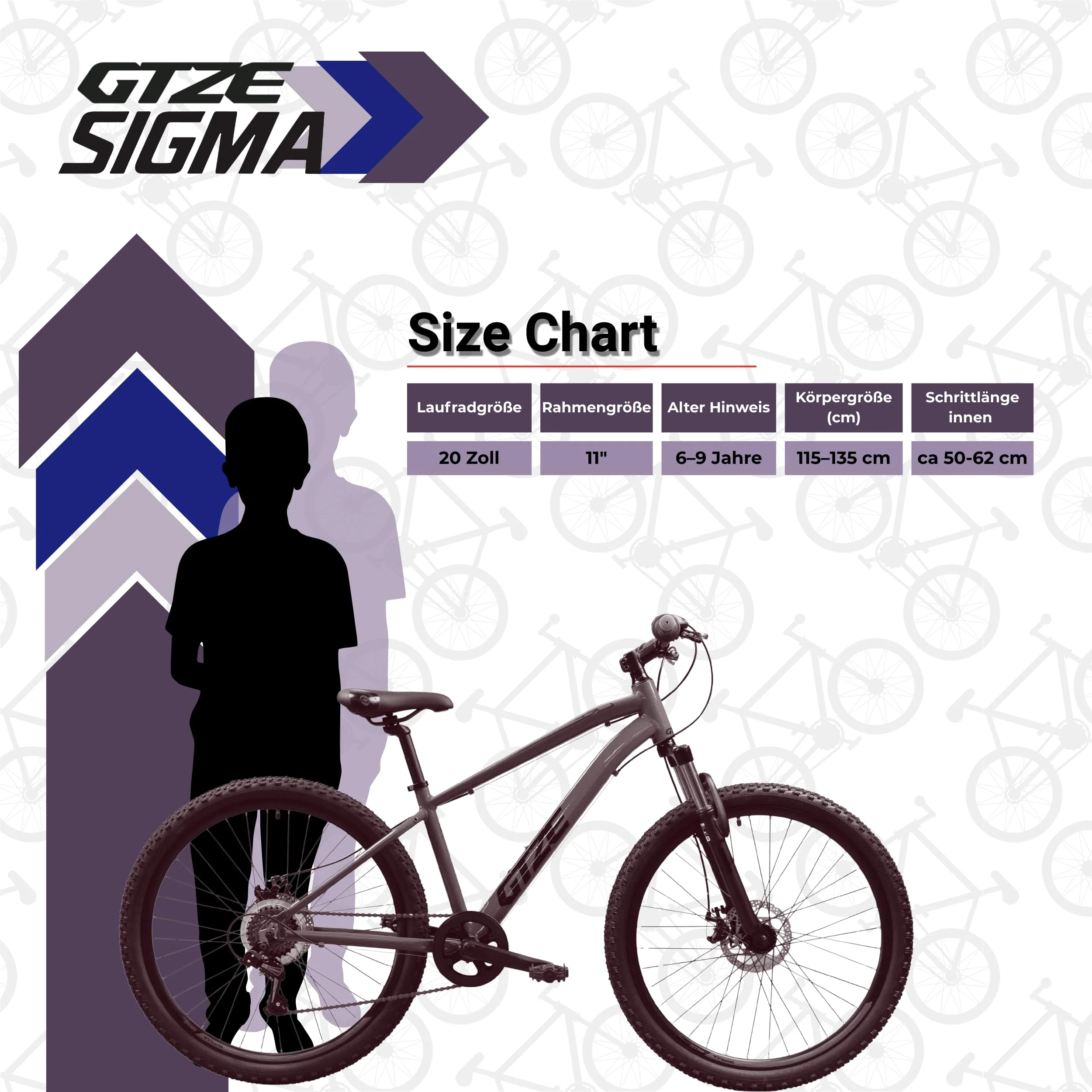 Goetze Sigma 20 x 2.10 Zoll Kinderfahrrad | MTB Hardtail | 6-Gang Kettenschaltung mit Drehgriff | Mechanische Scheibenbremsen | Aluminiumrahmen 11" | Federgabel | ab 115 cm Körpergröße - Image 4