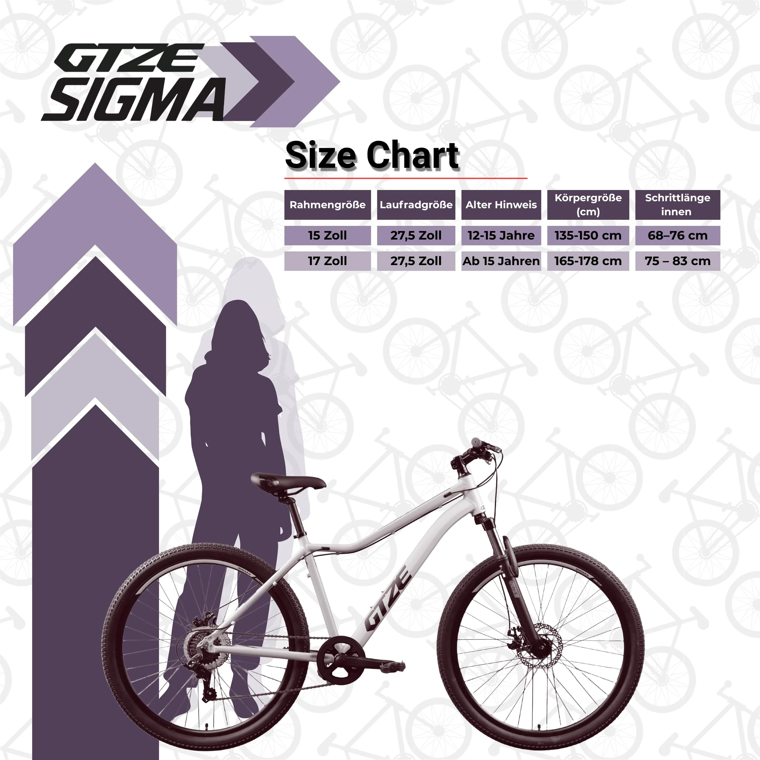 Goetze Sigma 27,5 x 2.10 Zoll Fahrrad für Jugendliche & Erwachsene | MTB Hardtail | 7-Gang Kettenschaltung | Mechanische Scheibenbremsen | Aluminiumrahmen 17" | Federgabel | ab 165 cm Körpergröße - Image 3