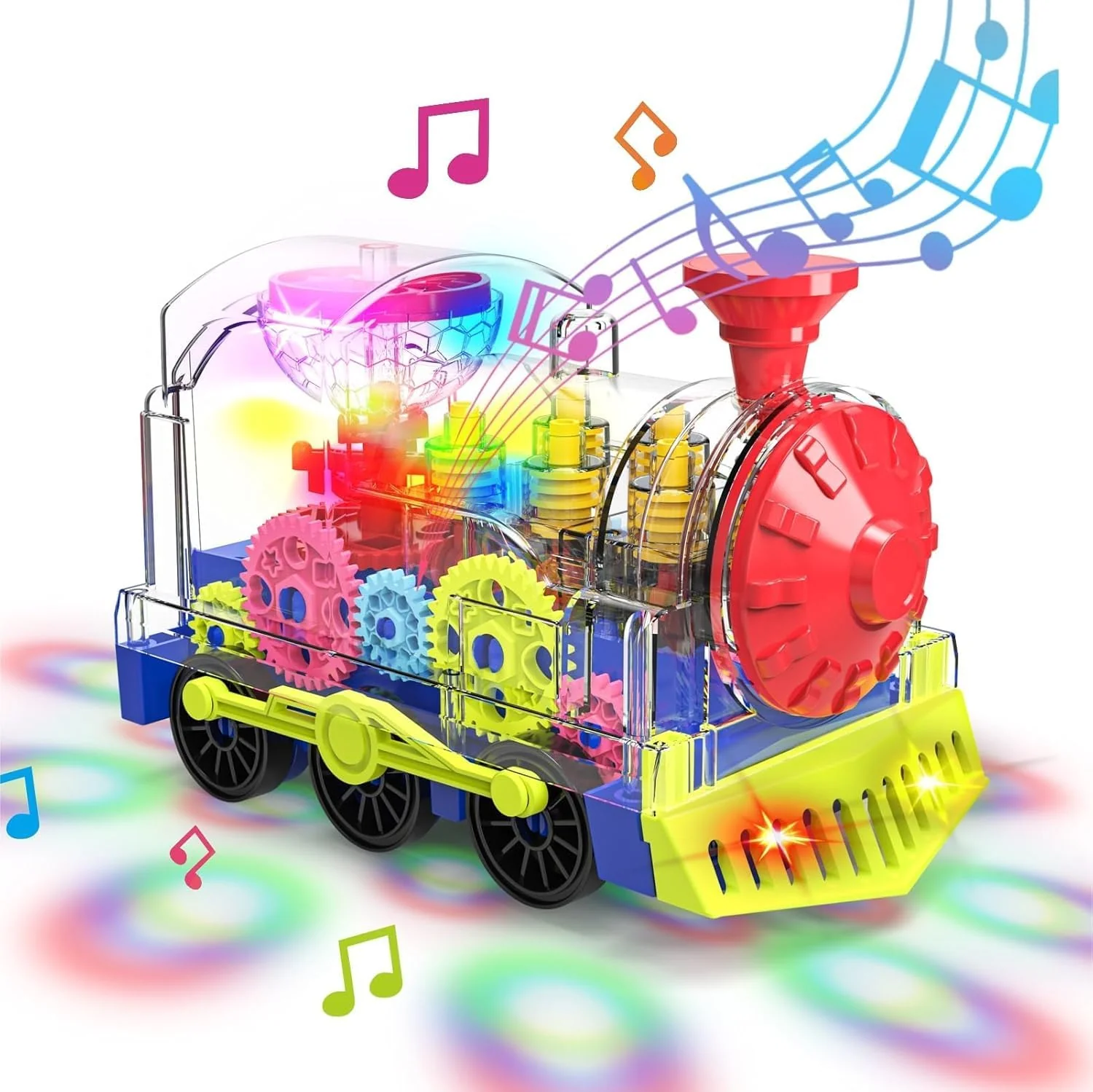 Gofimyee Leuchtendes Zugspielzeug für Kleinkinder: Transparentes Zahnradspielzeug für Kinder mit coolen Lichtern und Musik, pädagogisches Kriechspielzeug für Babyjungs und -mädchen - Image 2