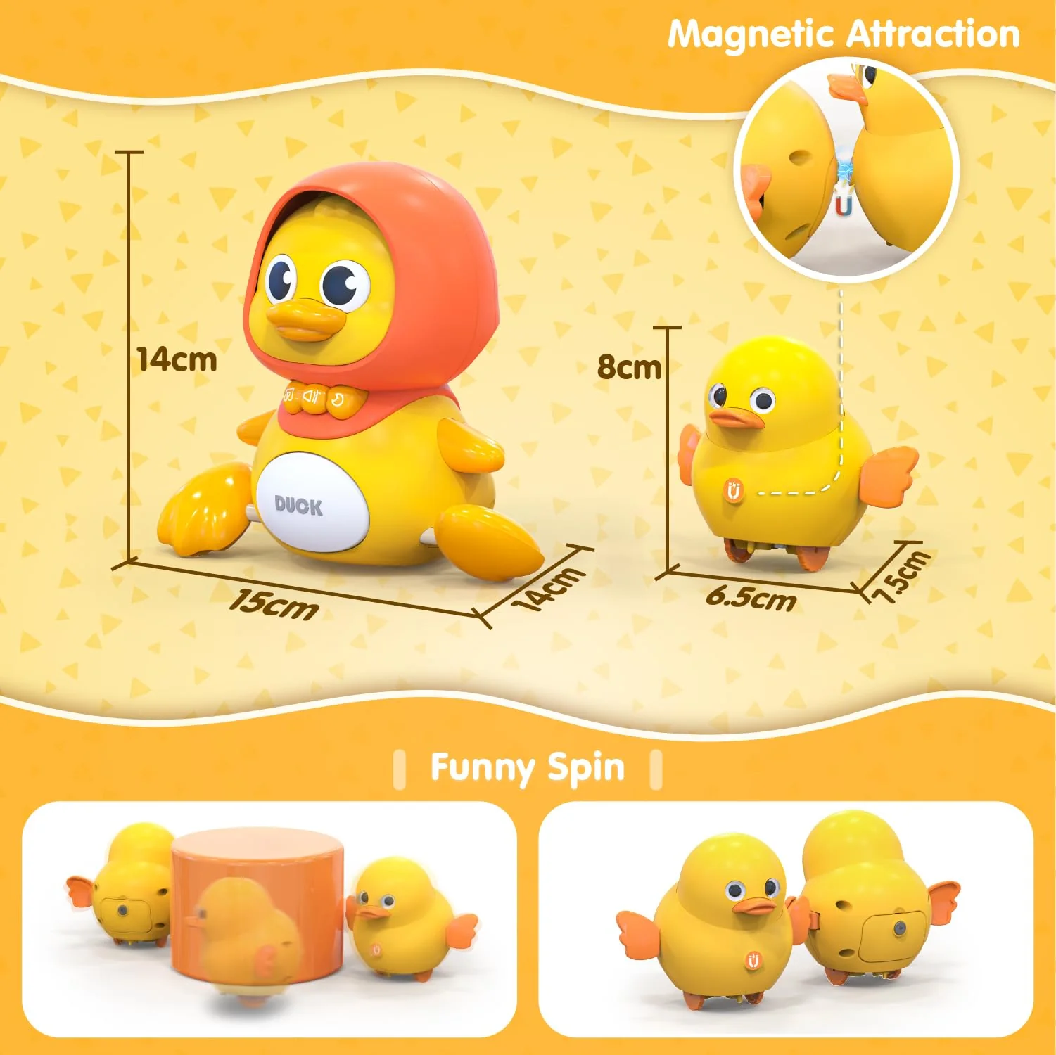 Gofimyee Musik Enten Spielzeug, Baby Spielzeug für 1, 2 und 3-Jahre alte Kinder, Early Education Sound Spielzeug mit Lullaby, einschließlich Einer großen Ente, Zwei kleine Enten und Batterien - Image 4