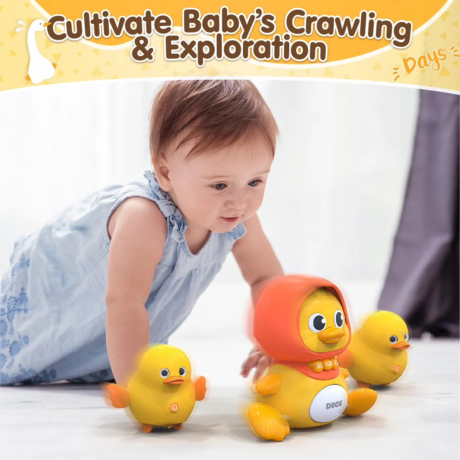 Gofimyee Musik Enten Spielzeug, Baby Spielzeug für 1, 2 und 3-Jahre alte Kinder, Early Education Sound Spielzeug mit Lullaby, einschließlich Einer großen Ente, Zwei kleine Enten und Batterien - Image 5