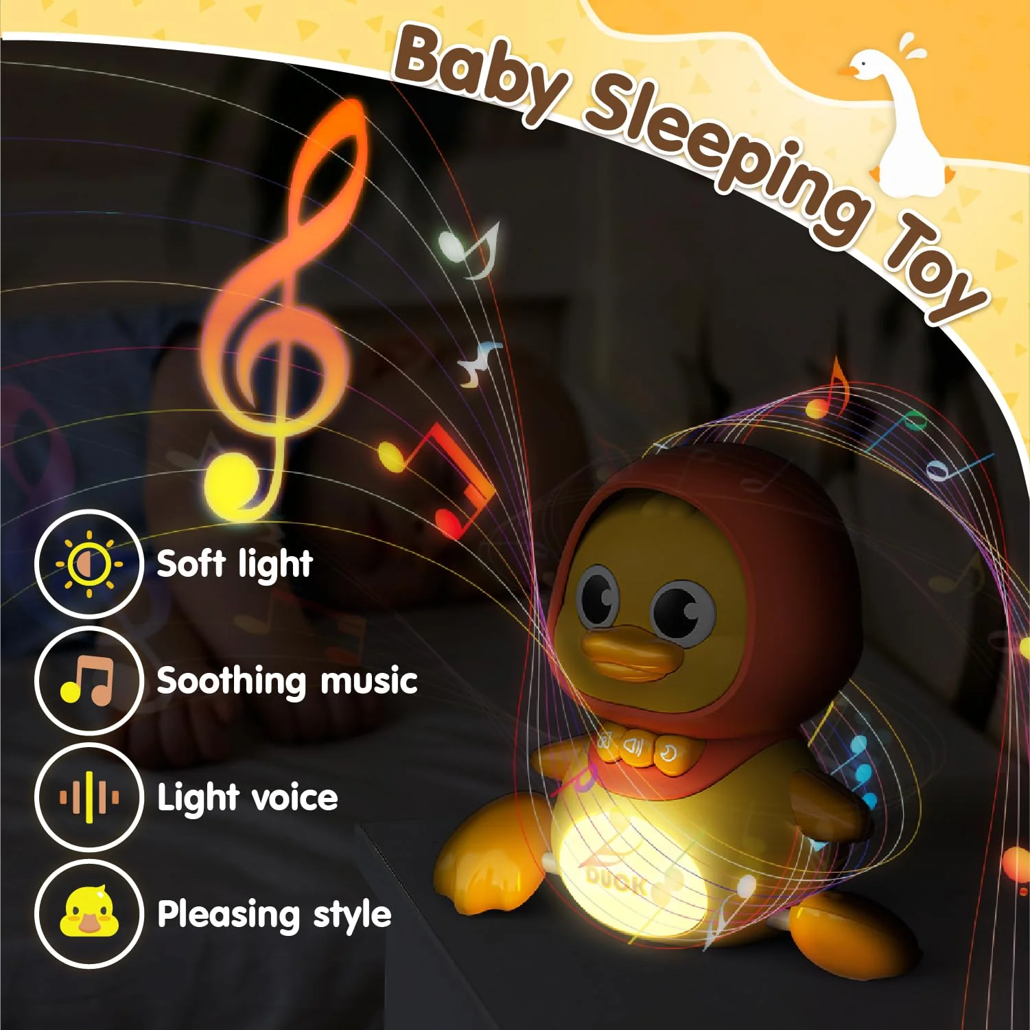 Gofimyee Musik Enten Spielzeug, Baby Spielzeug für 1, 2 und 3-Jahre alte Kinder, Early Education Sound Spielzeug mit Lullaby, einschließlich Einer großen Ente, Zwei kleine Enten und Batterien - Image 6
