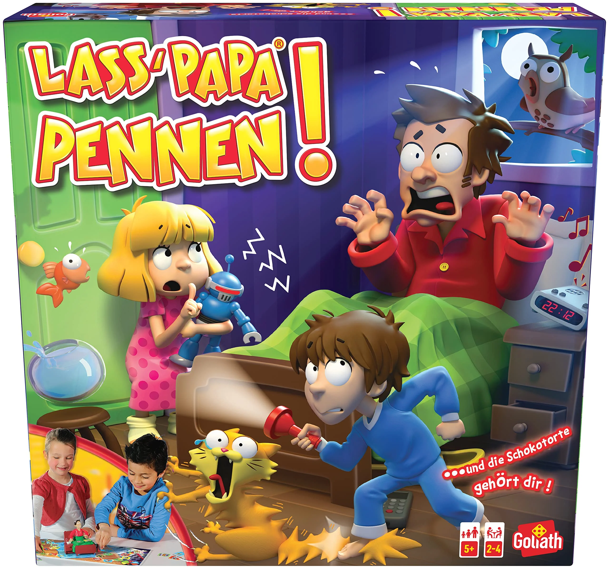 Goliath - LASS PAPA PENNEN - Kinderspiele ab 5 Jahren und 2 bis 4 Spieler - Gesellschaftsspiel für Junge und Mädchen voller Aufregung und Spaß mit Eindeutigen Anleitungen, Blau