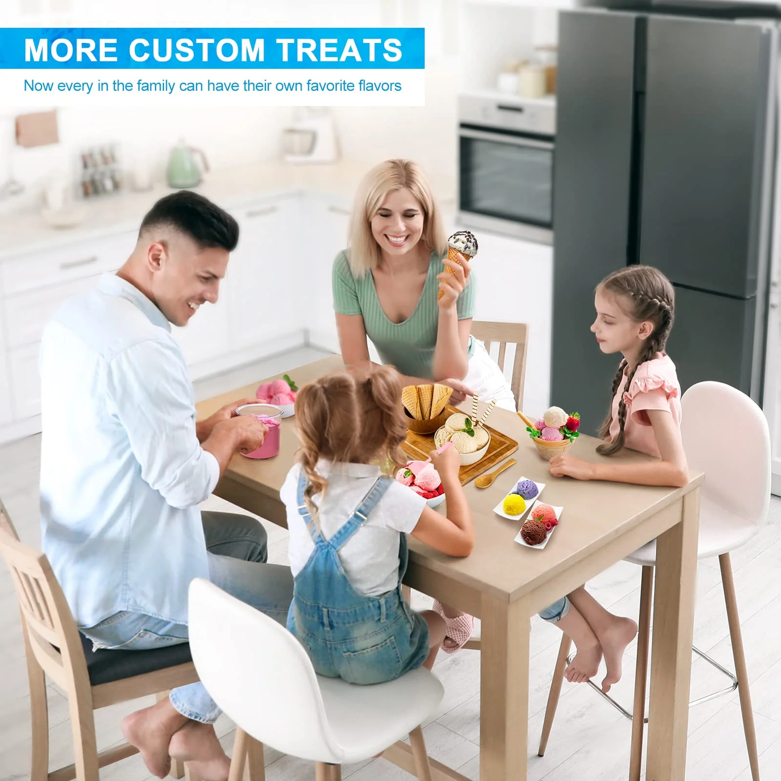GoMaihe 4er-Set Creami Behälter für die Ninja Creami Eismaschine - Tubs Zubehör für NC301 NC300 NC299AMZ-Serie, BPA-frei, spülmaschinenfest, auslaufsicher - in Rosa, Grün, Grau und Blau - Image 2