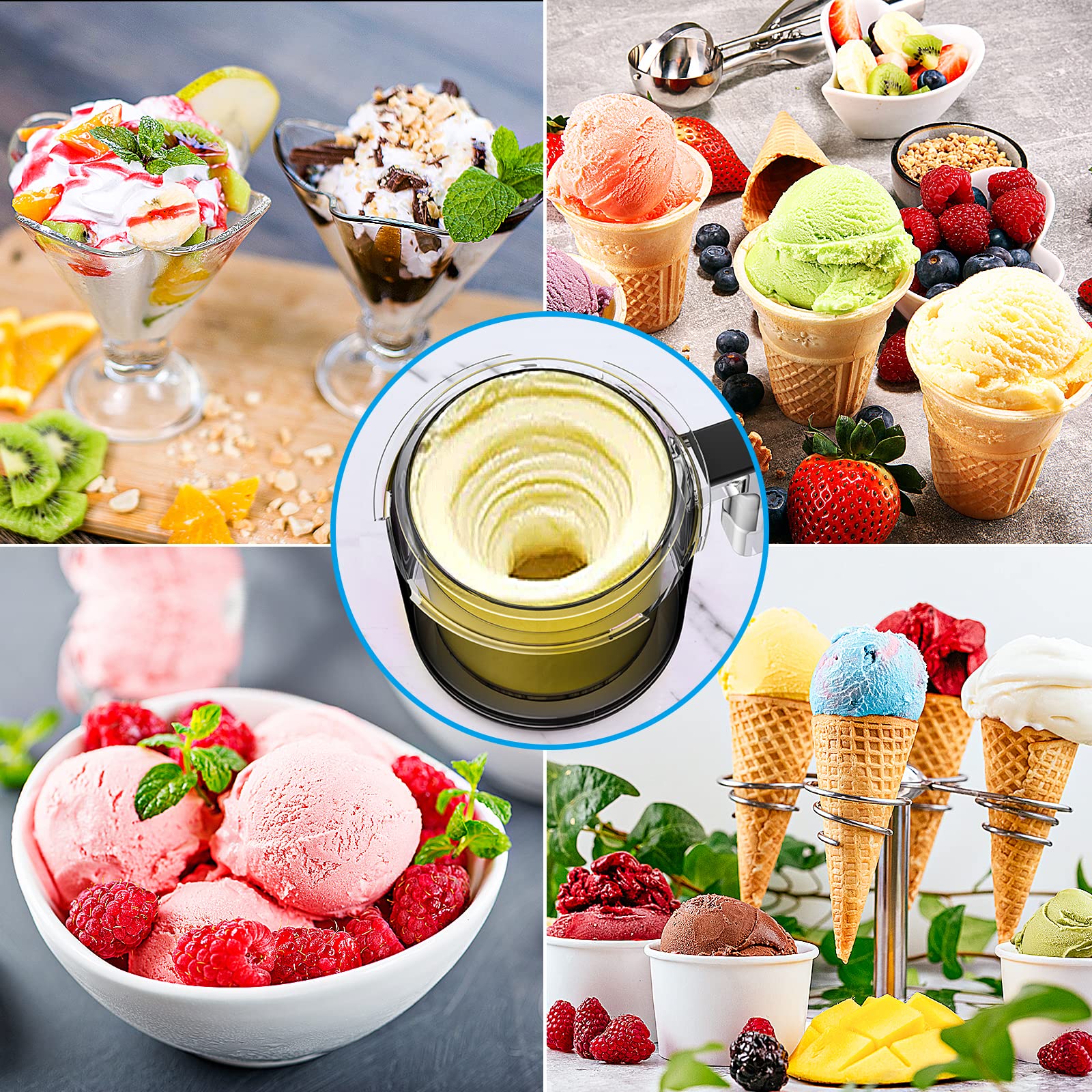 GoMaihe 4er-Set Creami Behälter für die Ninja Creami Eismaschine - Tubs Zubehör für NC301 NC300 NC299AMZ-Serie, BPA-frei, spülmaschinenfest, auslaufsicher - in Rosa, Grün, Grau und Blau - Image 3