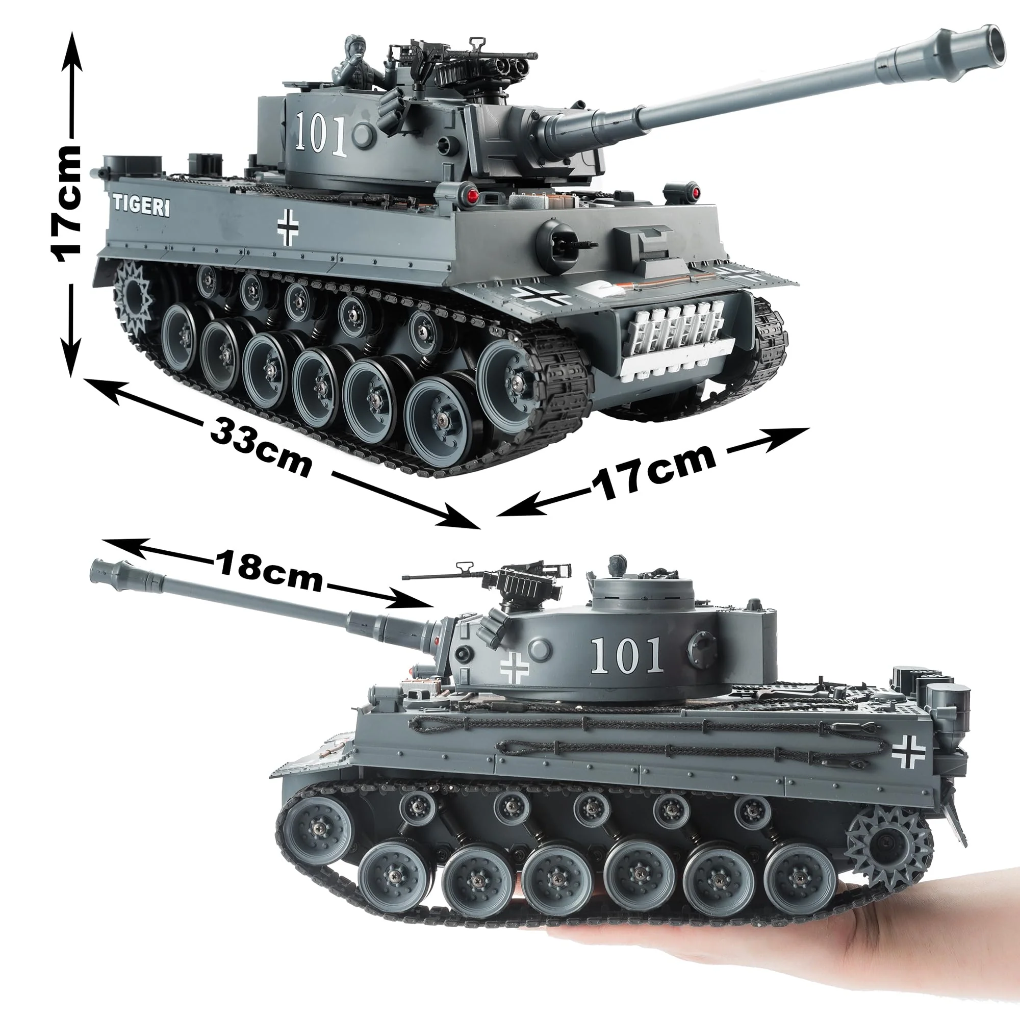 GOODS+GADGETS Ferngesteuerter RC German Tiger I 1:16 Modellbau Panzer 2.4GHz mit Schuss-Funktion, Sound - RTR (Tiger I) - Image 9