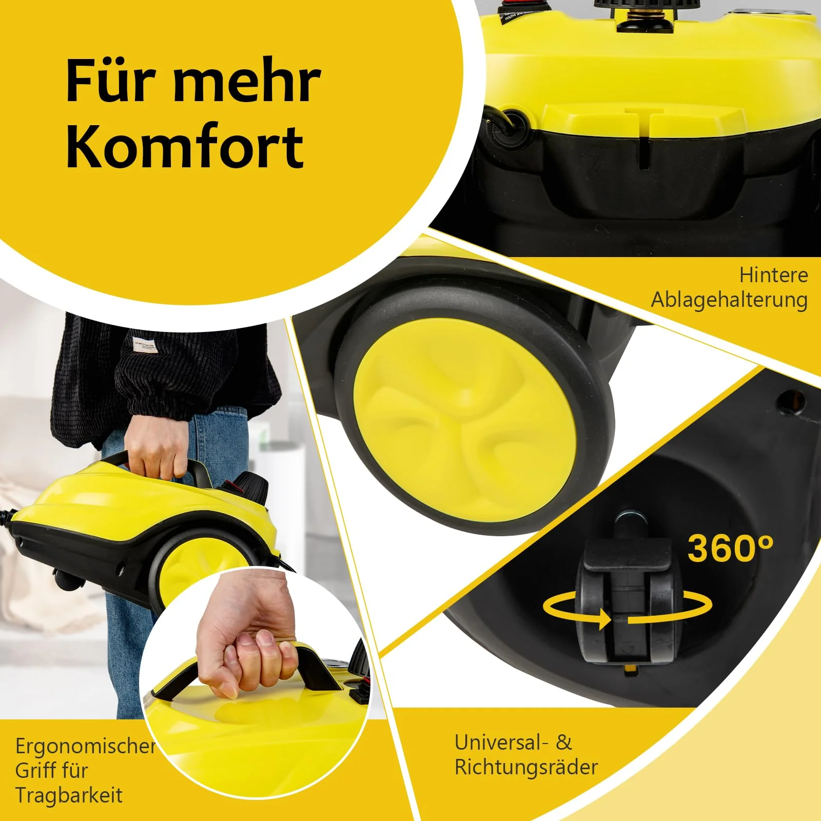 GOPLUS Dampfreiniger, Flächenleistung: 108 m², Dampfdruck: 5 bar, 1,8 L Wassertank, Aufheizzeit: 8 min., 2000W, mit Bodenreinigungsset, Düsen und Bezüge, Dampfreiniger für Alles - Image 3