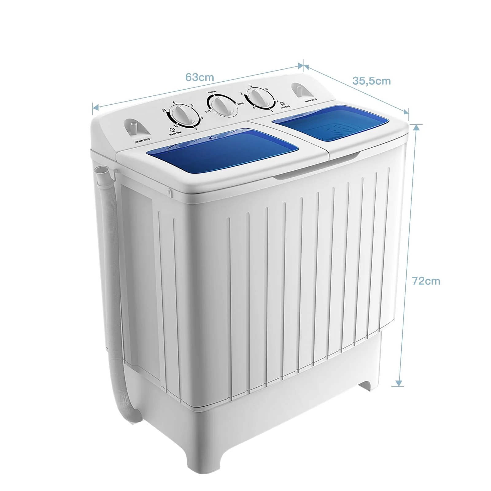 GOPLUS Mini Waschmaschine 5KG, Waschmaschine mit Schleuder & Timer, Camping Waschmaschine, Reisewaschmaschine Toplader, 450W, für kleine Wohnungen - Image 2
