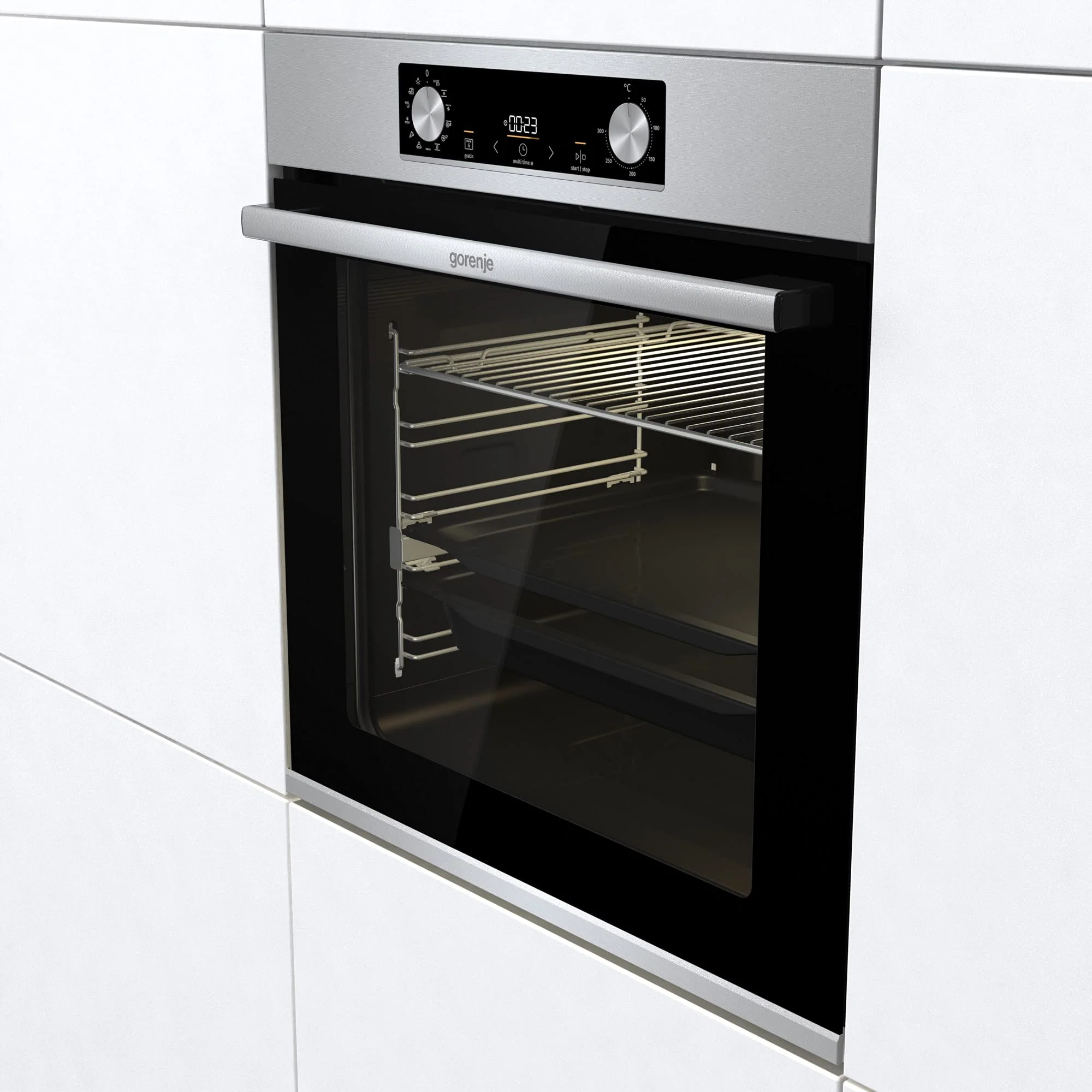Gorenje BOS 6737 E13X Einbau-Backofen / 77 Liter/Heißluft/ExtraSteam/GentleClose & Open/EcoClean/Air Fry/PizzaMode/PerfectGrill/Teleskopauszüge/Inox-Look, Grau - Image 3