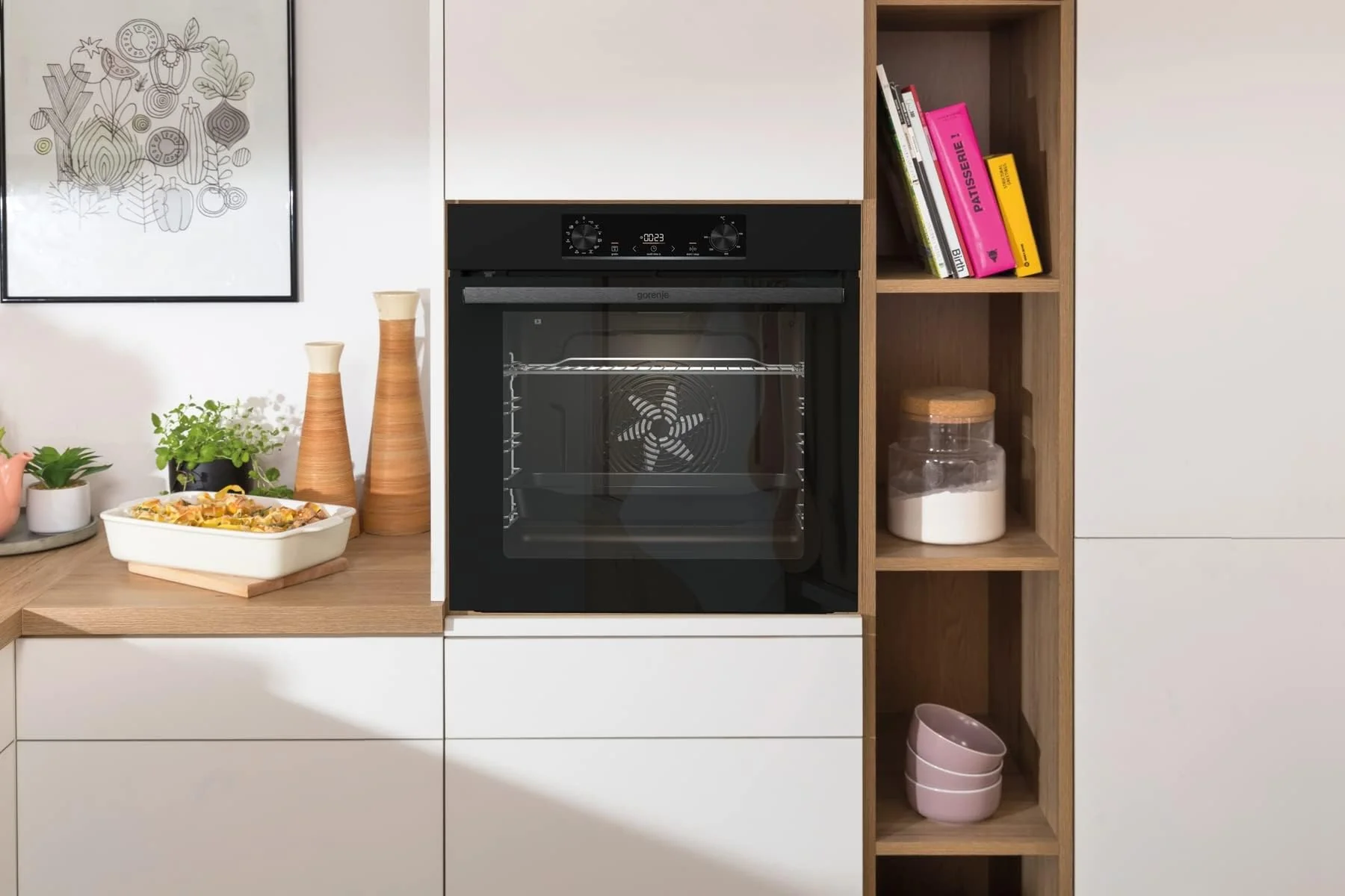 Gorenje BPS 6737 E02B Einbau-Backofen, 77 Liter, Pyrolyse, Heißluft, ExtraSteam, Gentle Close & Open, AirFry, PerfectGrill, PizzaMode 300°C, ChildLock, schwarz - Image 4