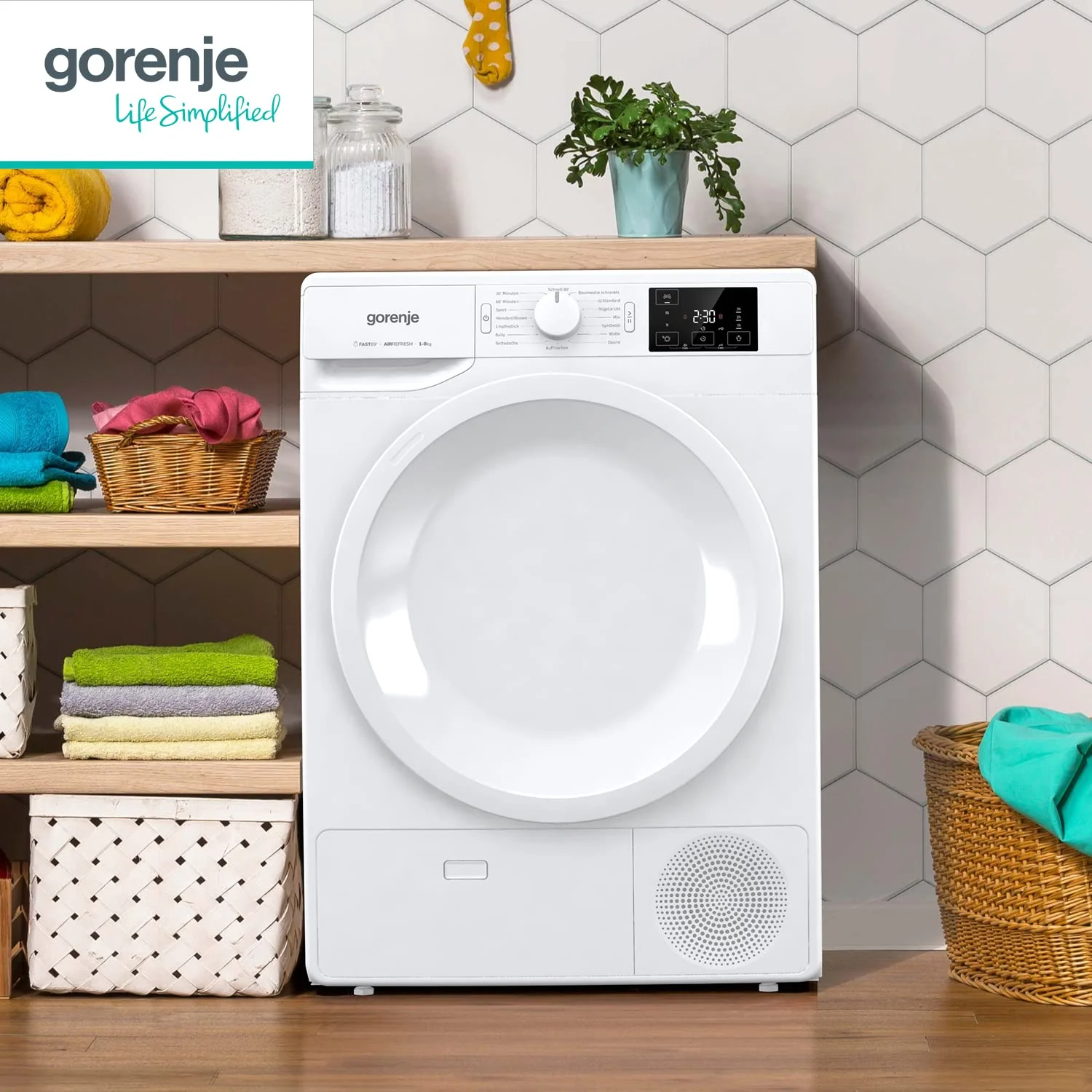 Gorenje DNE 8B Kondenstrockner, 8 kg, LED Display, Made in EU, 16 Programme, Nature Dry, Sportprogramm, Startvorwahl, weiß - Image 2