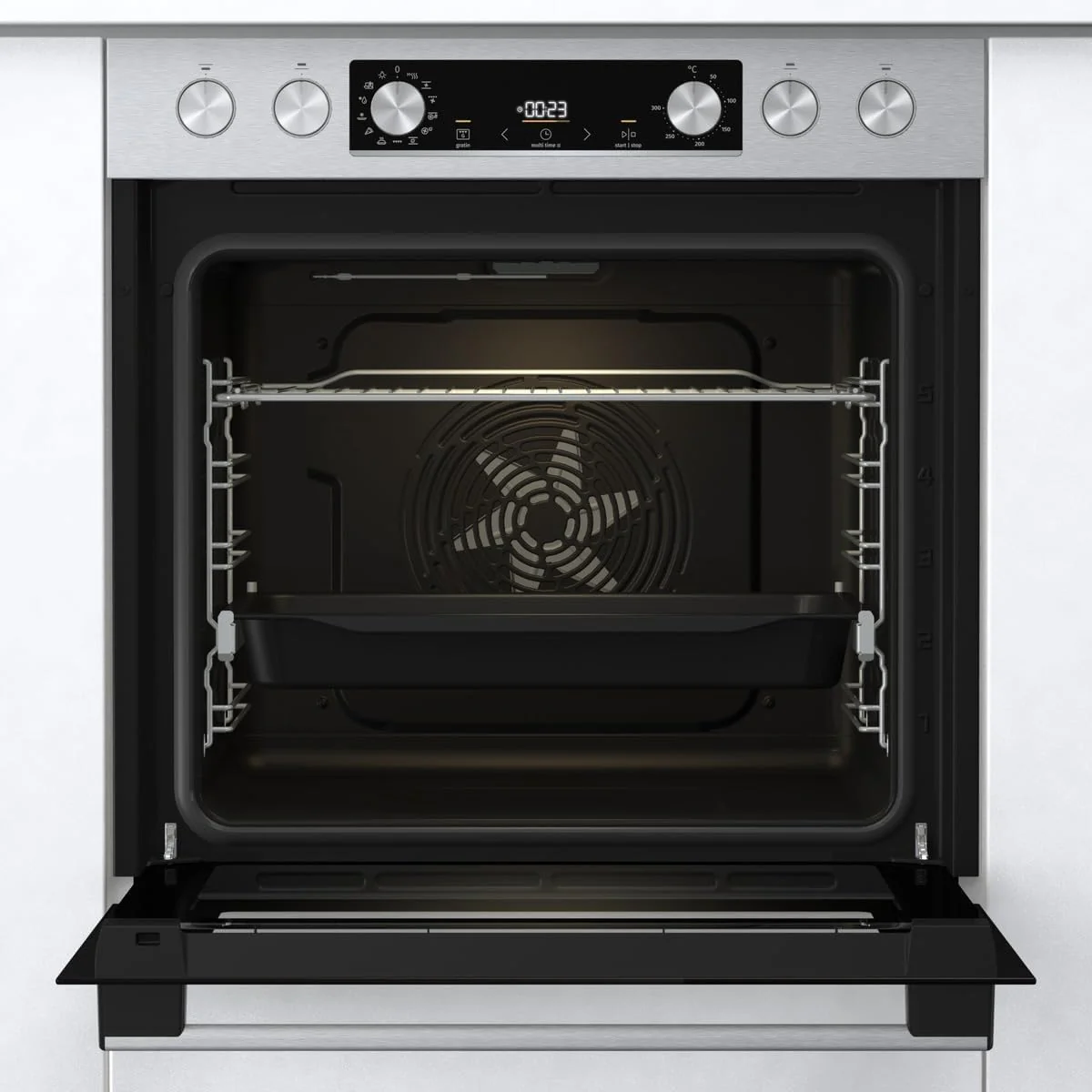 Gorenje Einbauherd-Set Heißluft Inox Set 4 mit Glaskeramik-Kochfeld / 77 Liter / ExtraSteam / GentleClose & Open / EcoClean / AirFry / PizzaMode / PerfectGrill / Teleskopauszüge / Inox-Look - Image 8