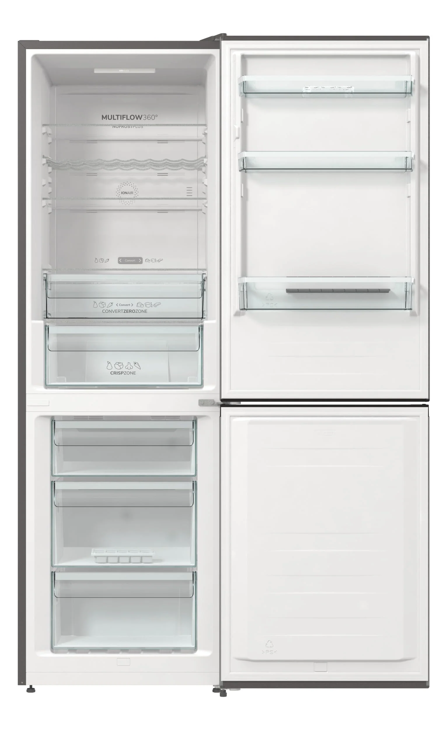 Gorenje NRK61CA2XL4Z Kühl-Gefrierkombination/NoFrostPlus/Multiflow 360° / ConvertZeroZone/AdaptTech/LED Display / 185 cm/Kühlteil 255 l/Gefrierteil 106 l / 35 dB/EEK: C/Edelstahl - Image 4