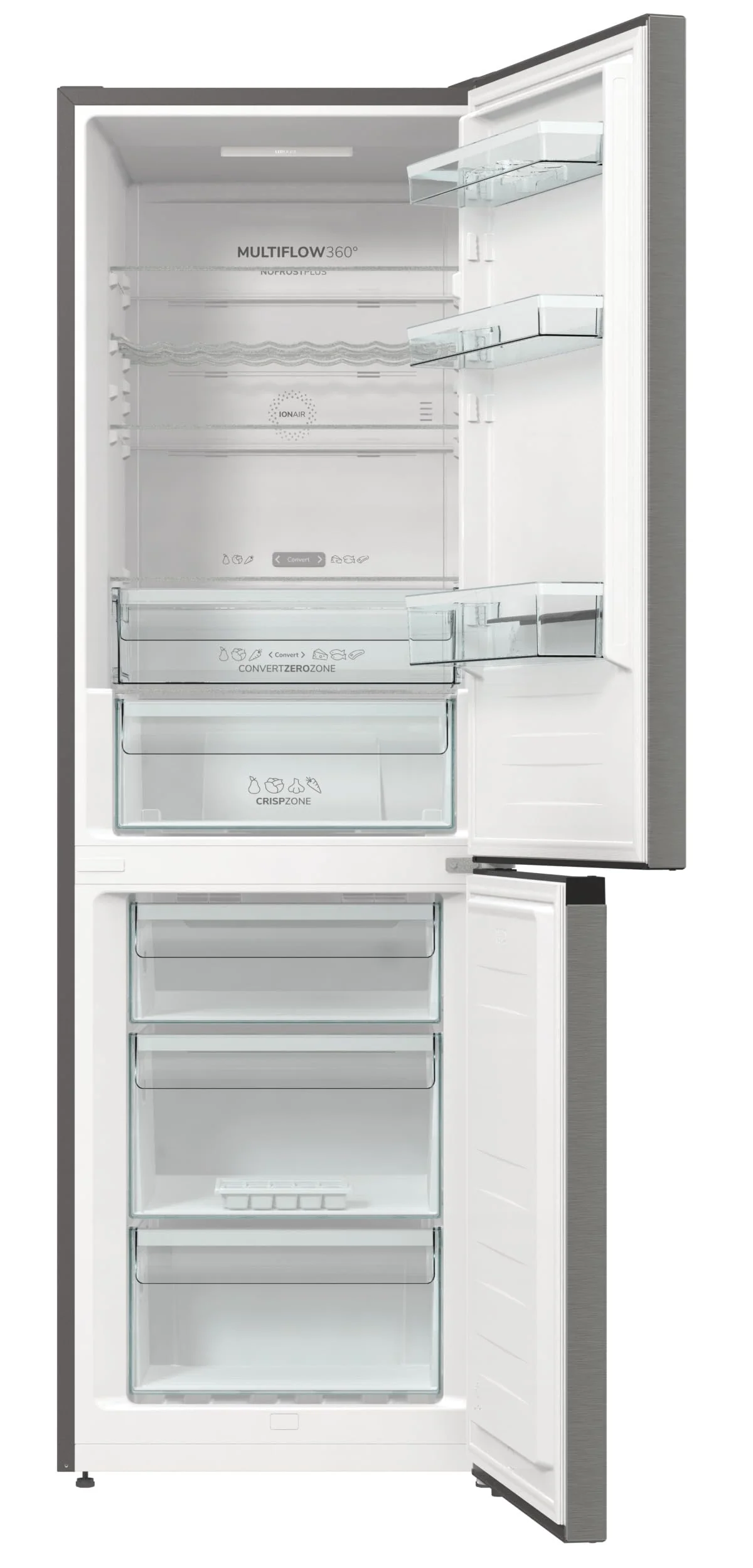 Gorenje NRK61CA2XL4Z Kühl-Gefrierkombination/NoFrostPlus/Multiflow 360° / ConvertZeroZone/AdaptTech/LED Display / 185 cm/Kühlteil 255 l/Gefrierteil 106 l / 35 dB/EEK: C/Edelstahl - Image 6