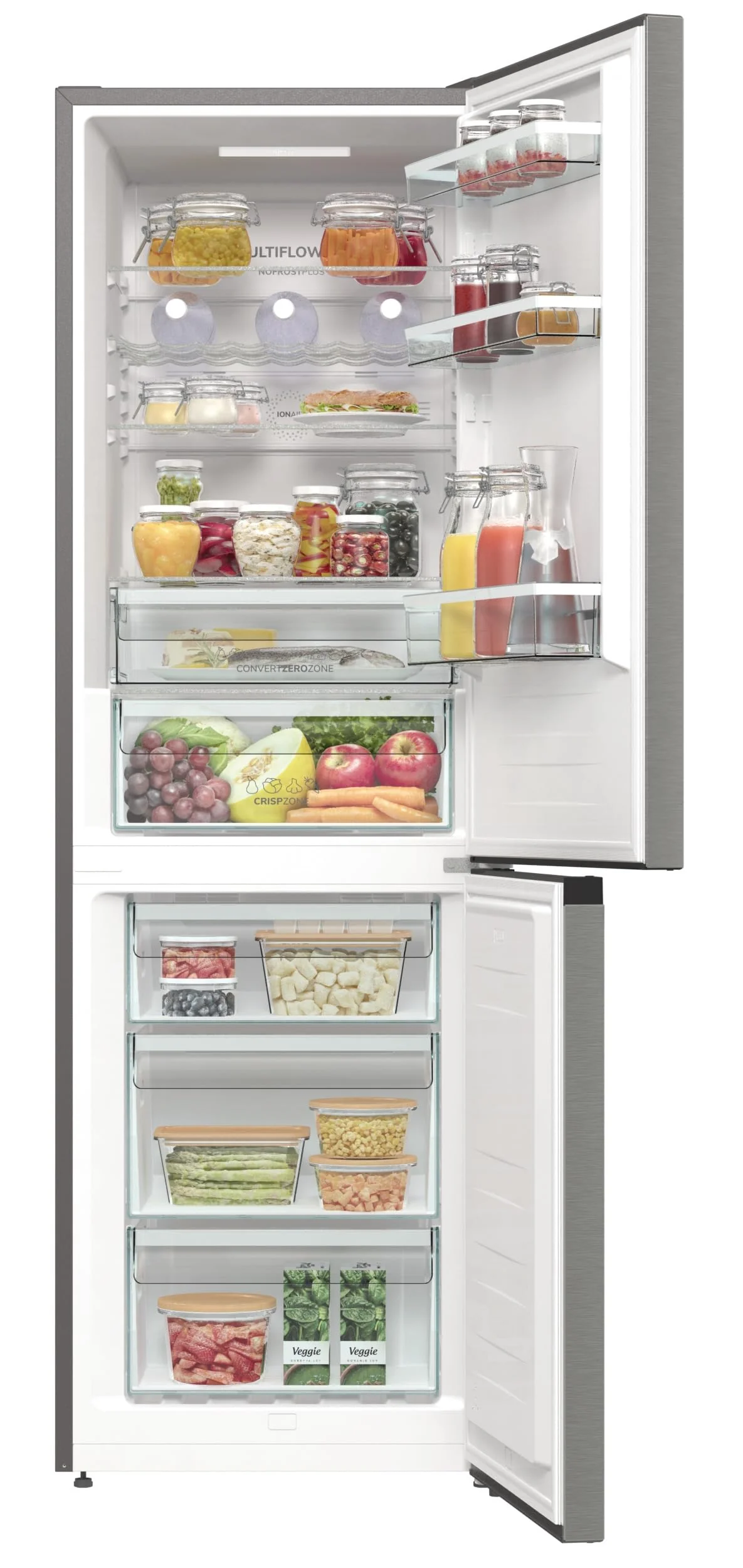 Gorenje NRK61CA2XL4Z Kühl-Gefrierkombination/NoFrostPlus/Multiflow 360° / ConvertZeroZone/AdaptTech/LED Display / 185 cm/Kühlteil 255 l/Gefrierteil 106 l / 35 dB/EEK: C/Edelstahl - Image 9