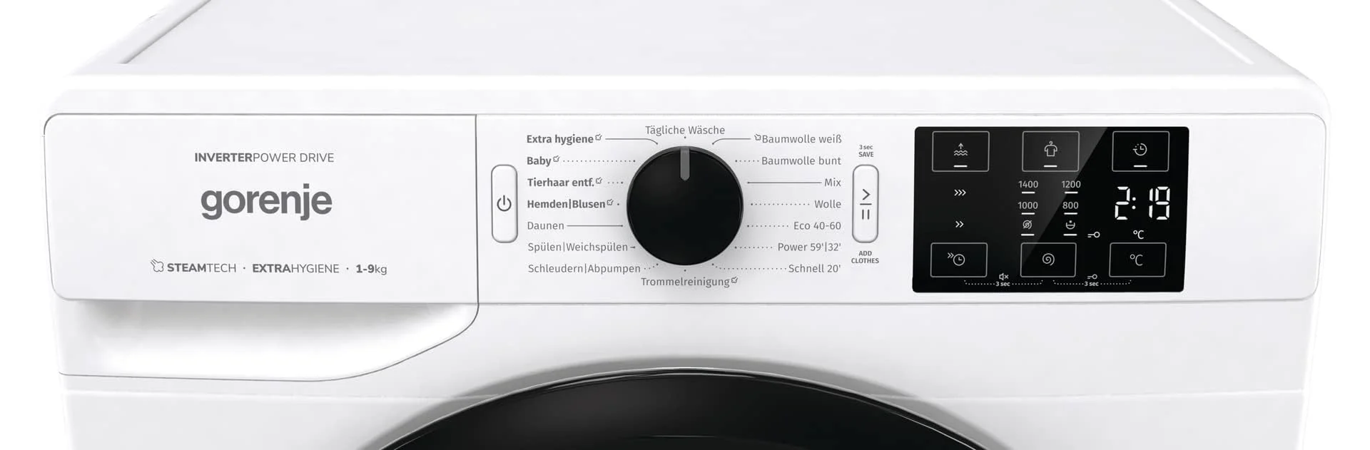 Gorenje WAM 94 AP Waschmaschine mit Dampffunktion / 9 kg / 1400 U / 16 Programme/AquaStop/Inverter PowerDrive Motor/Edelstahltrommel/Kindersicherung/EEK A/weiß - Image 4
