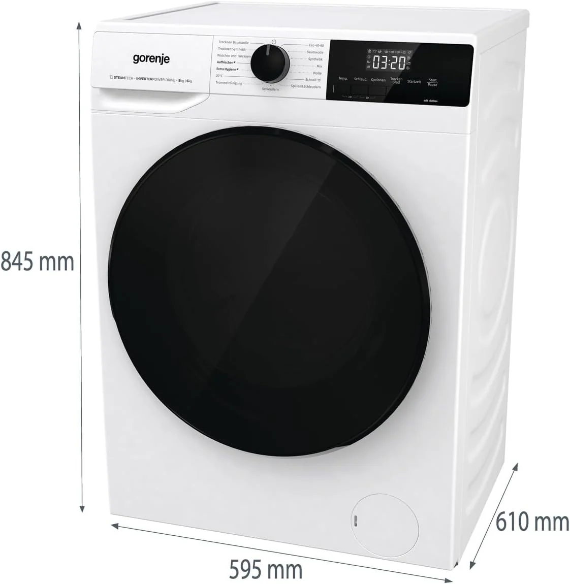 Gorenje WD2A964ADPS/DE Waschtrocker, 1400 U/min, 9kg Waschen, 15 Programme, AutoDry, AllergyCare, SteamTech, - Image 2