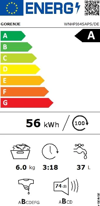 Gorenje WNHPI64SAPS/DE Waschmaschine mit Dampffunktion / 6 kg / 1400 U/Min / 15 Programme/AquaStop/Inverter PowerDrive Motor/Edelstahltrommel/Kindersicherung/EEK A/weiß - Image 11
