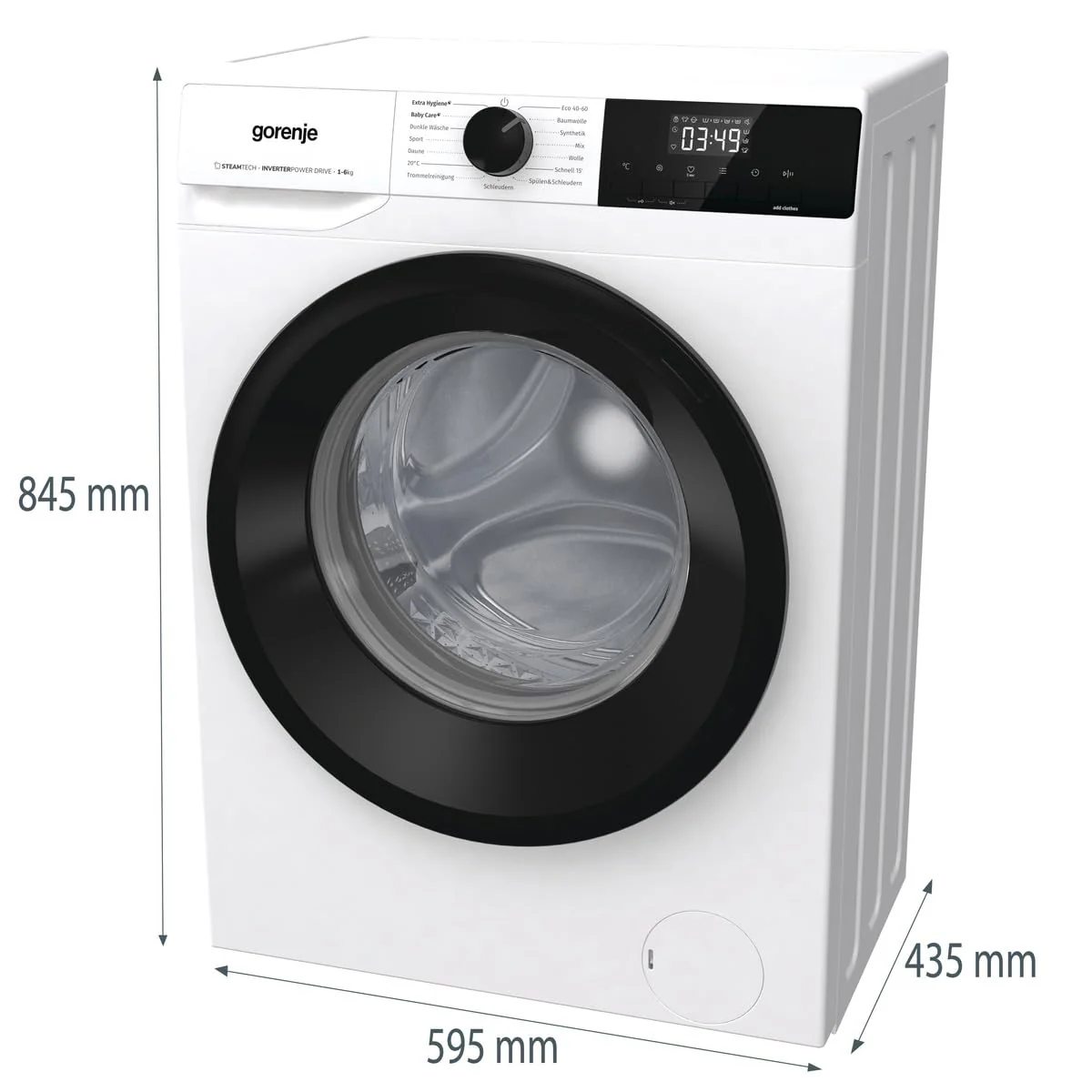 Gorenje WNHPI64SAPS/DE Waschmaschine mit Dampffunktion / 6 kg / 1400 U/Min / 15 Programme/AquaStop/Inverter PowerDrive Motor/Edelstahltrommel/Kindersicherung/EEK A/weiß - Image 4