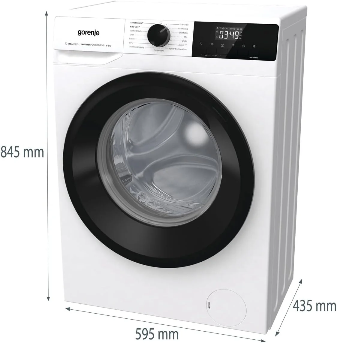 Gorenje WNHPI64SAPS/DE Waschmaschine mit Dampffunktion / 6 kg / 1400 U/Min / 15 Programme/AquaStop/Inverter PowerDrive Motor/Edelstahltrommel/Kindersicherung/EEK A/weiß - Image 9