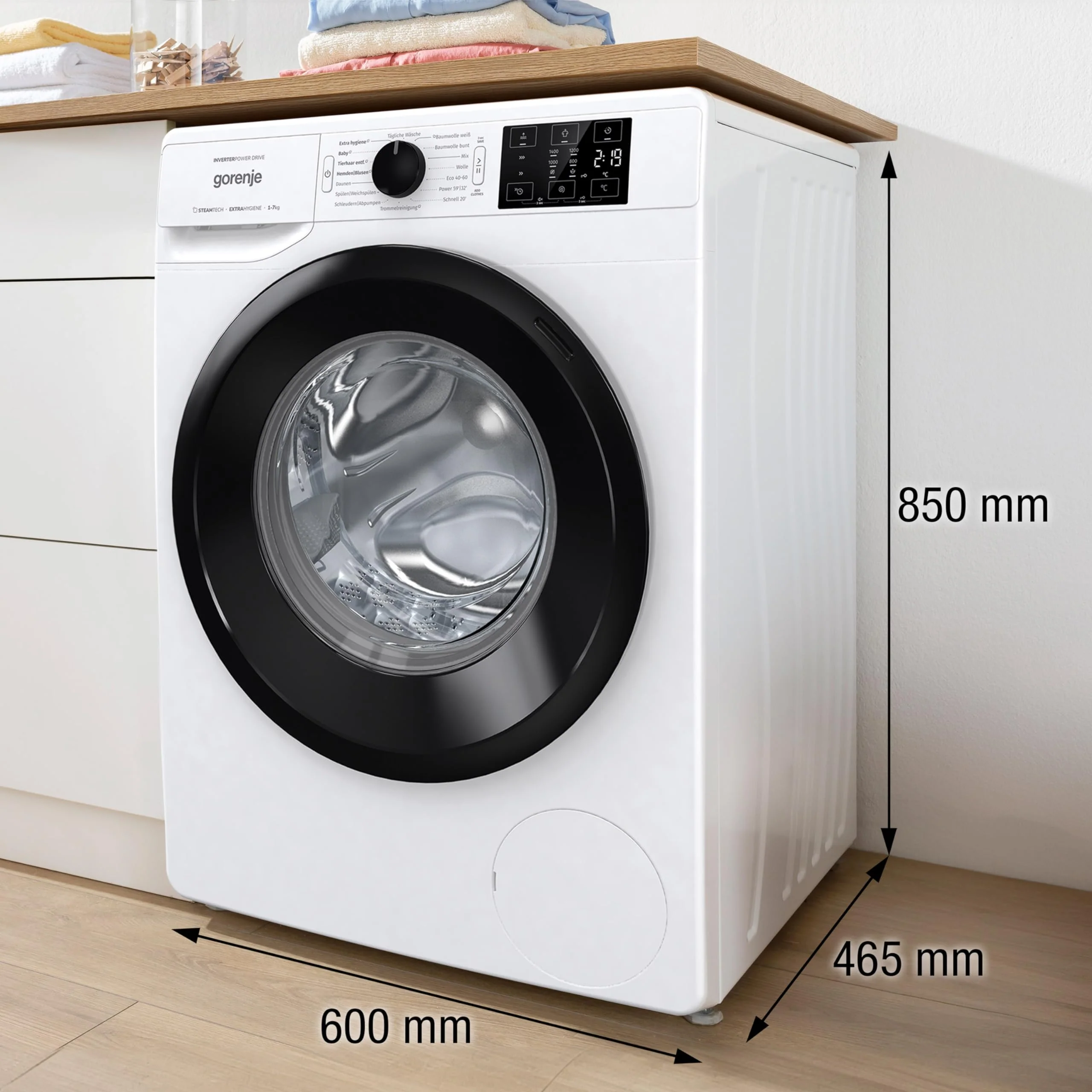 Gorenje WPAM74SA1T Waschmaschine mit Dampffunktion/Slim/ConnectLife / 7Kg / 1400 U/min/15 Programme/Totaler AquaStop/Wave Active Trommel/ExtraHygiene/PowerWash/Schnell Waschgang/EEK: A-10% - Image 3