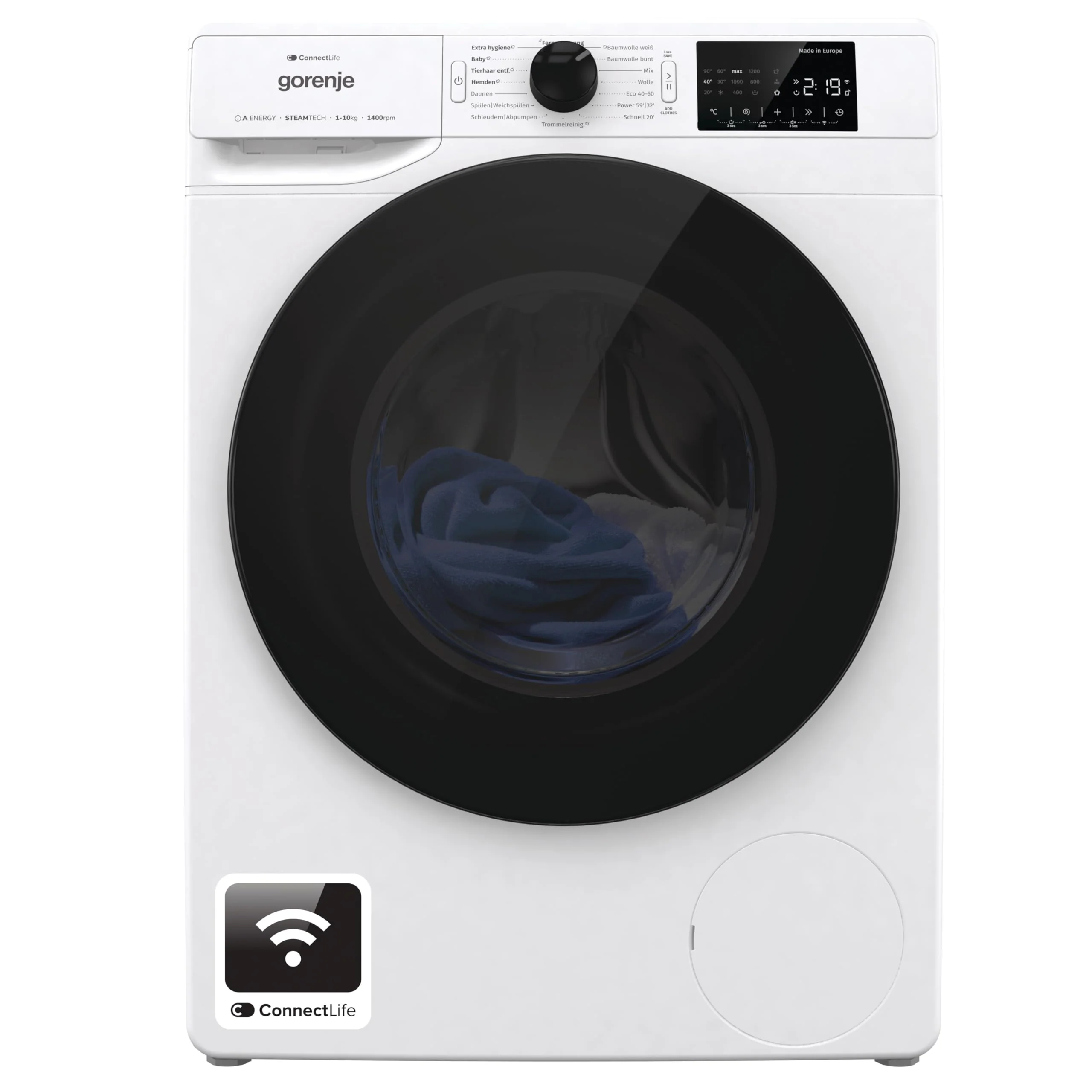 Gorenje WPNEI14A2TS Waschmachine mit Dampffunktion/ConnectLife / 10Kg / 1400 U/min / 15 Programme/Totaler AquaStop/WaveActive Trommel/ExtraHygiene/PowerWash/Schnell Waschgang/EEK: A-20% - Image 4