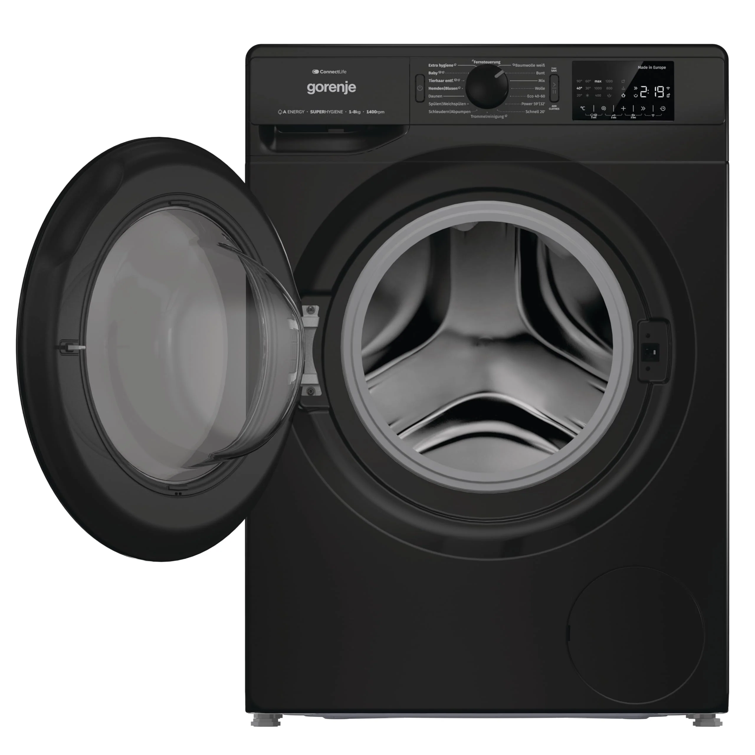 Gorenje WPNEI84A1DTSB Waschmaschine mit Dampffunktion/ConnectLife / 8Kg / 1400 U/min / 15 Programme/Totaler AquaStop/Wave Active Trommel/ExtraHygiene/PowerWash/Schnell Waschgang/EEK: A-10% - Image 2