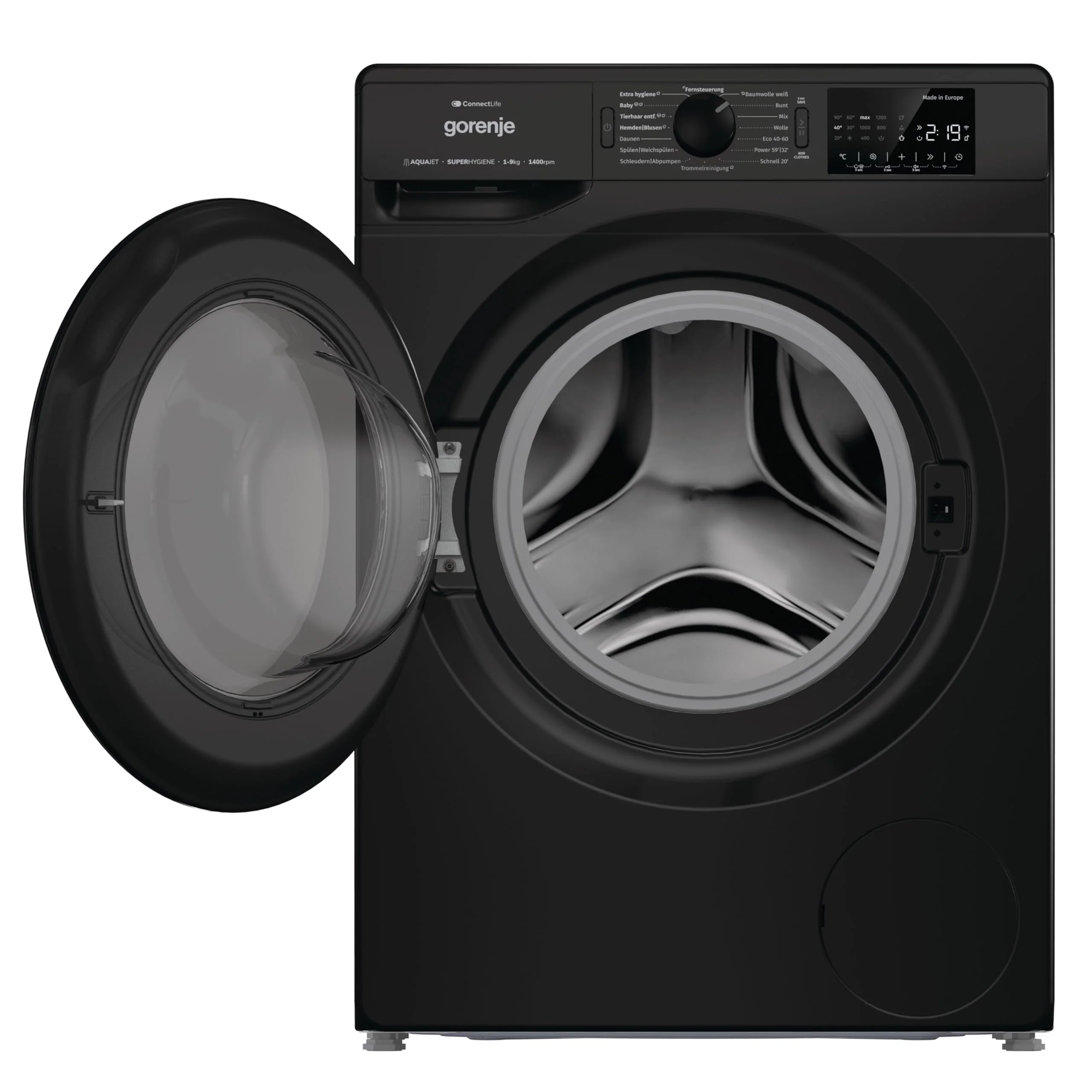 Gorenje WPNEI94A1DTSB Waschmaschine mit Dampffunktion/ConnectLife / 9Kg / 1400 U/min / 15 Programme/Totaler AquaStop/Wave Active Trommel/ExtraHygiene/PowerWash/Schnell Waschgang/EEK: A-10% - Image 2