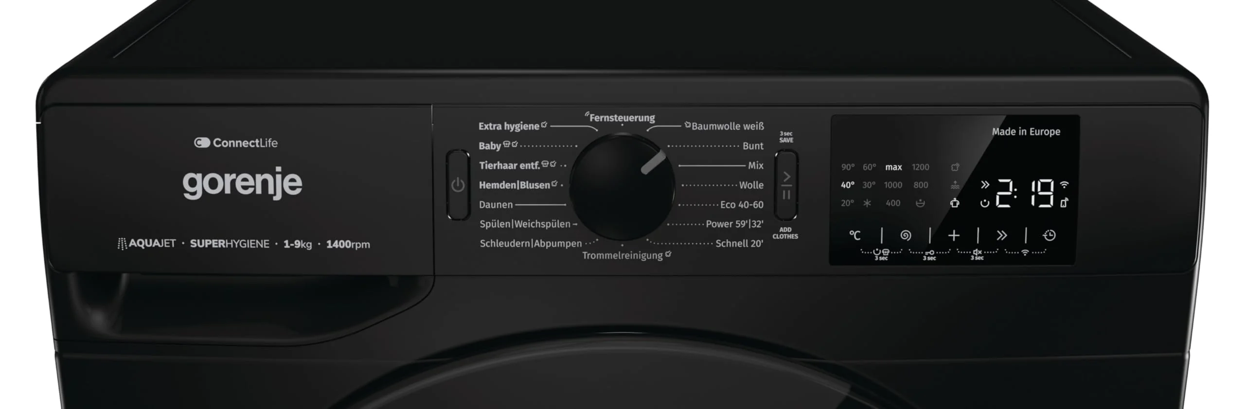 Gorenje WPNEI94A1DTSB Waschmaschine mit Dampffunktion/ConnectLife / 9Kg / 1400 U/min / 15 Programme/Totaler AquaStop/Wave Active Trommel/ExtraHygiene/PowerWash/Schnell Waschgang/EEK: A-10% - Image 4
