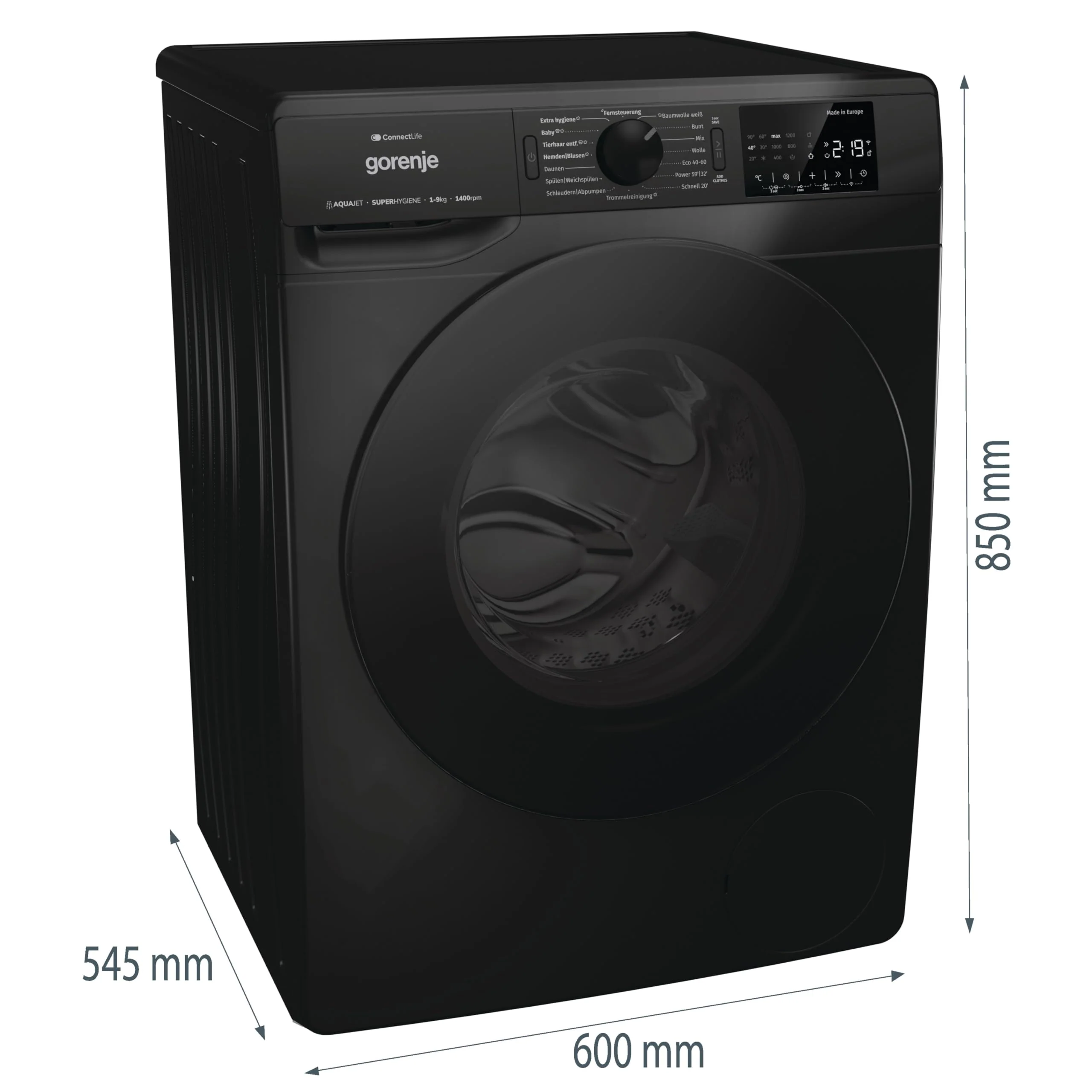 Gorenje WPNEI94A1DTSB Waschmaschine mit Dampffunktion/ConnectLife / 9Kg / 1400 U/min / 15 Programme/Totaler AquaStop/Wave Active Trommel/ExtraHygiene/PowerWash/Schnell Waschgang/EEK: A-10% - Image 5
