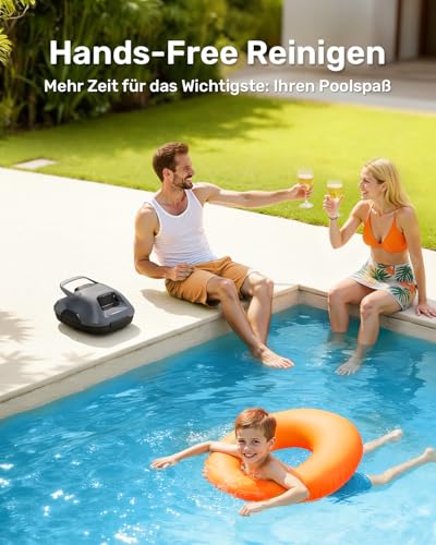 Gosvor Poolsauger Akku mit 90 Min Laufzeit, 3,4 kg Leichtgewicht Poolroboter, Einfach zu Bedienen, Selbstparkfunktion, 6600 LPH Starker Poolreiniger mit Doppelmotor, Ideal für Flache Boden bis 80 m² - Image 6