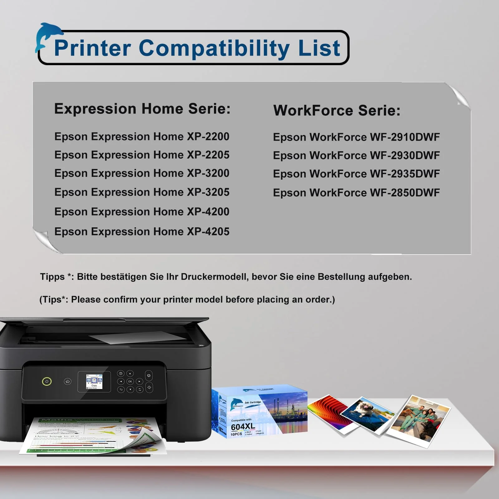 GoToners 604 XL Druckerpatronen Kompatibel für Epson 604 604XL Patronen für Expression Home XP-3200 XP-3205 XP-4200 XP-4205 XP-2200 XP-2205, Workforce WF-2910 WF-2930 WF-2935 WF-2950 (10er-Pack) - Image 5