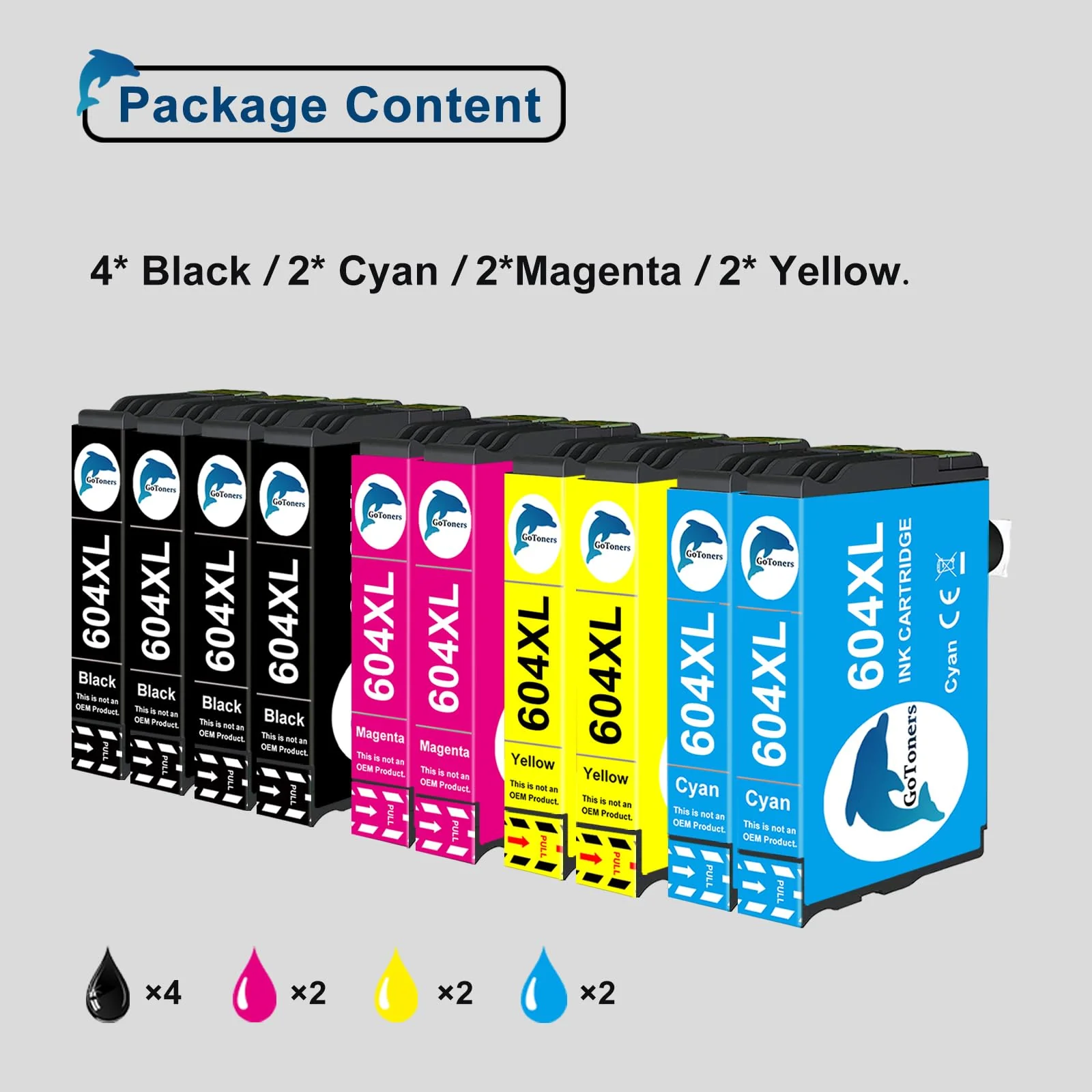 GoToners 604 XL Druckerpatronen Kompatibel für Epson 604 604XL Patronen für Expression Home XP-3200 XP-3205 XP-4200 XP-4205 XP-2200 XP-2205, Workforce WF-2910 WF-2930 WF-2935 WF-2950 (10er-Pack) - Image 6